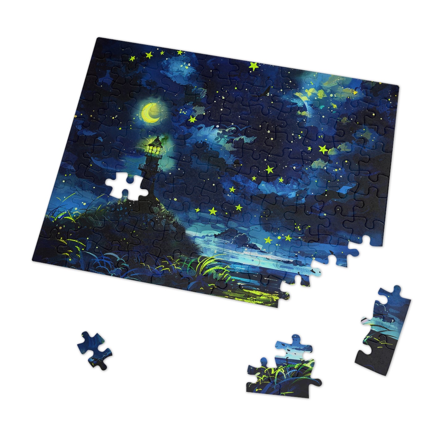 Moonlight Lighthouse Jigsaw Puzzle (30, 110, 252, 500,1000-Piece)