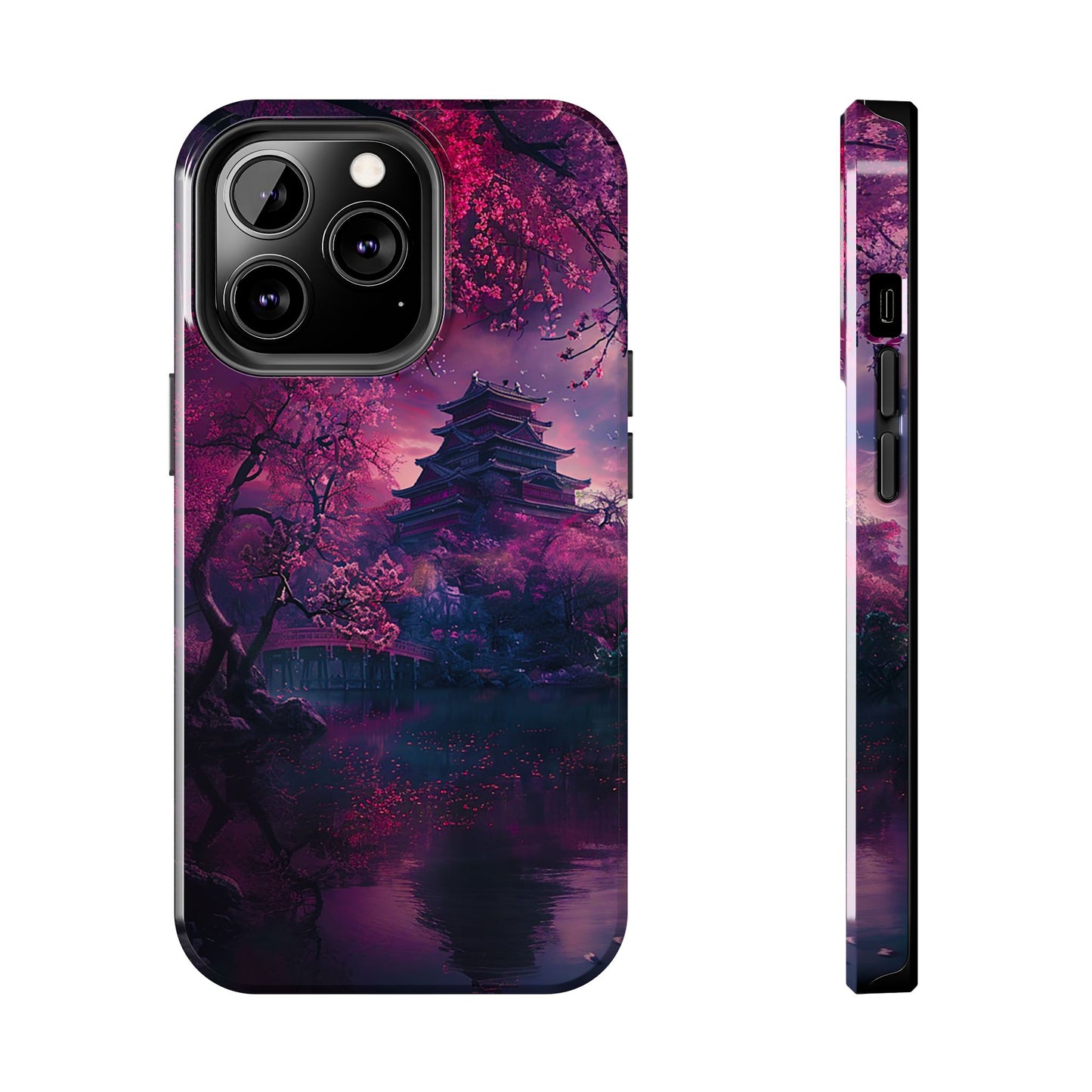 Japanese Cherry Blossum Castle Tough Phone Case iPhone Android