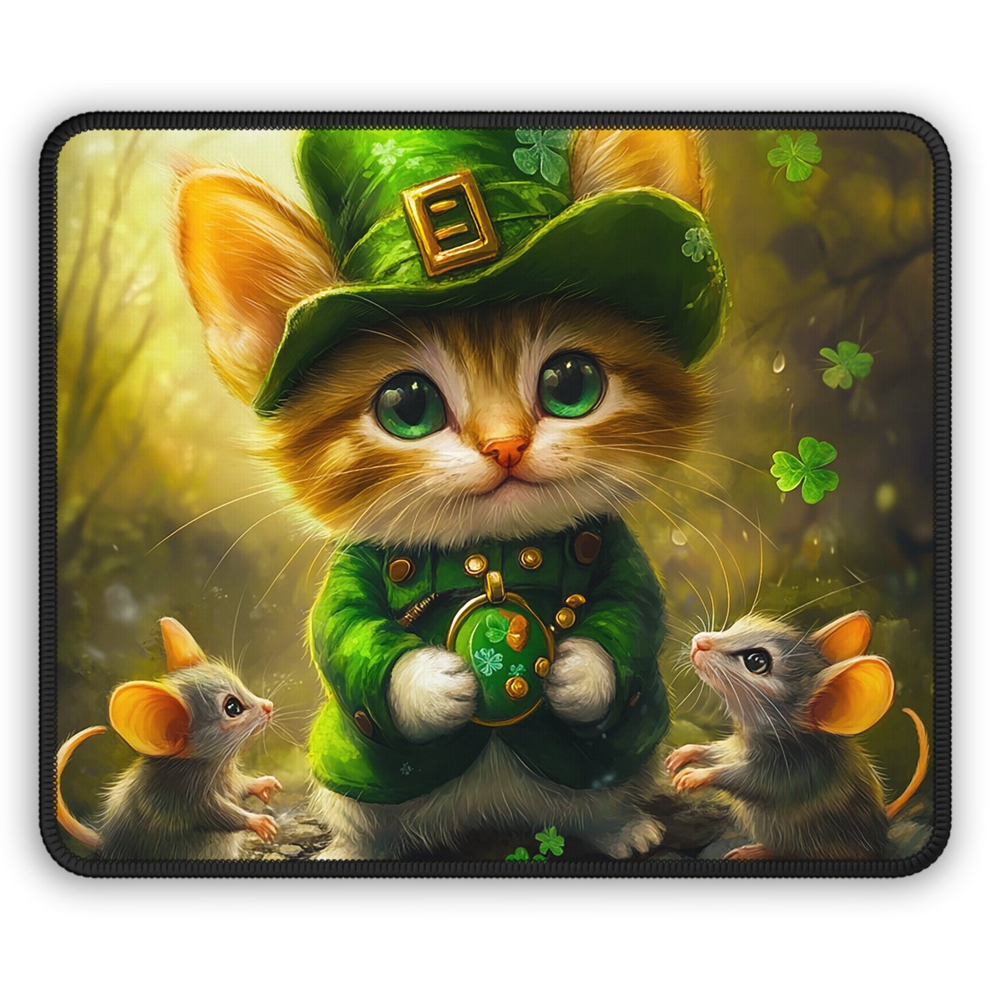 Saint Patrick's Day Theme Cat Gaming Mouse Pad