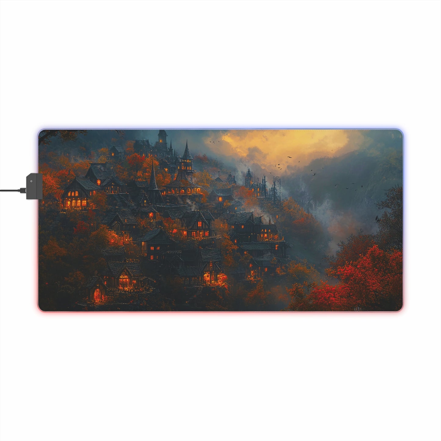 Autumn Fantasy Village LED Gaming Mouse Pad