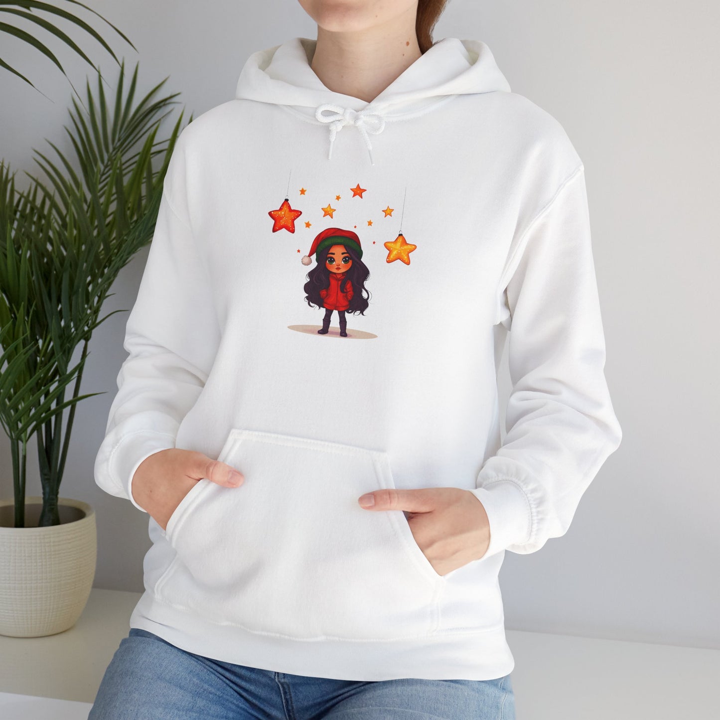 Cute Christmas Starry Ornaments Girl Unisex Heavy Blend™ Hooded Sweatshirt