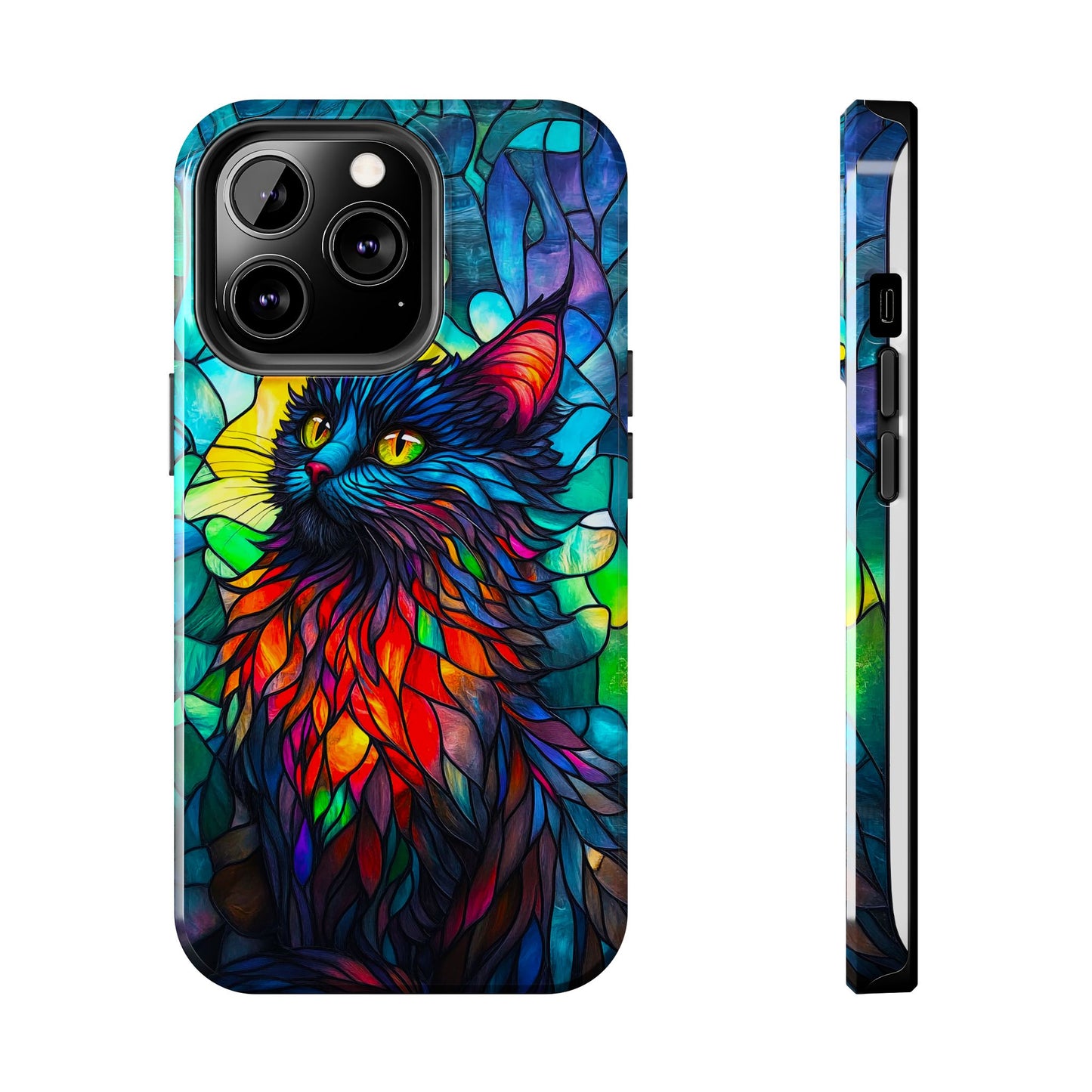 Stained Glass Cat Tough Phone Cases