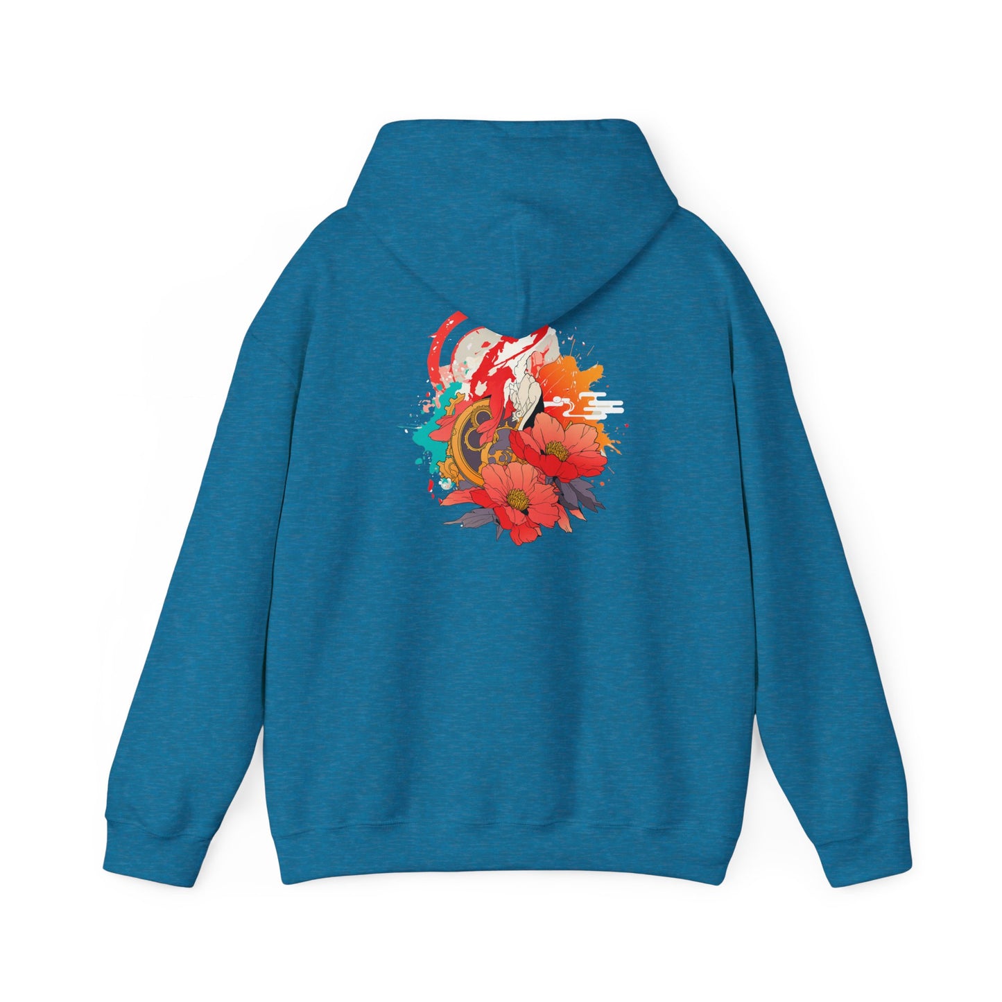 Steampunk Japanese Flowers Elephant Unisex Heavy Blend™ Hooded Sweatshirt
