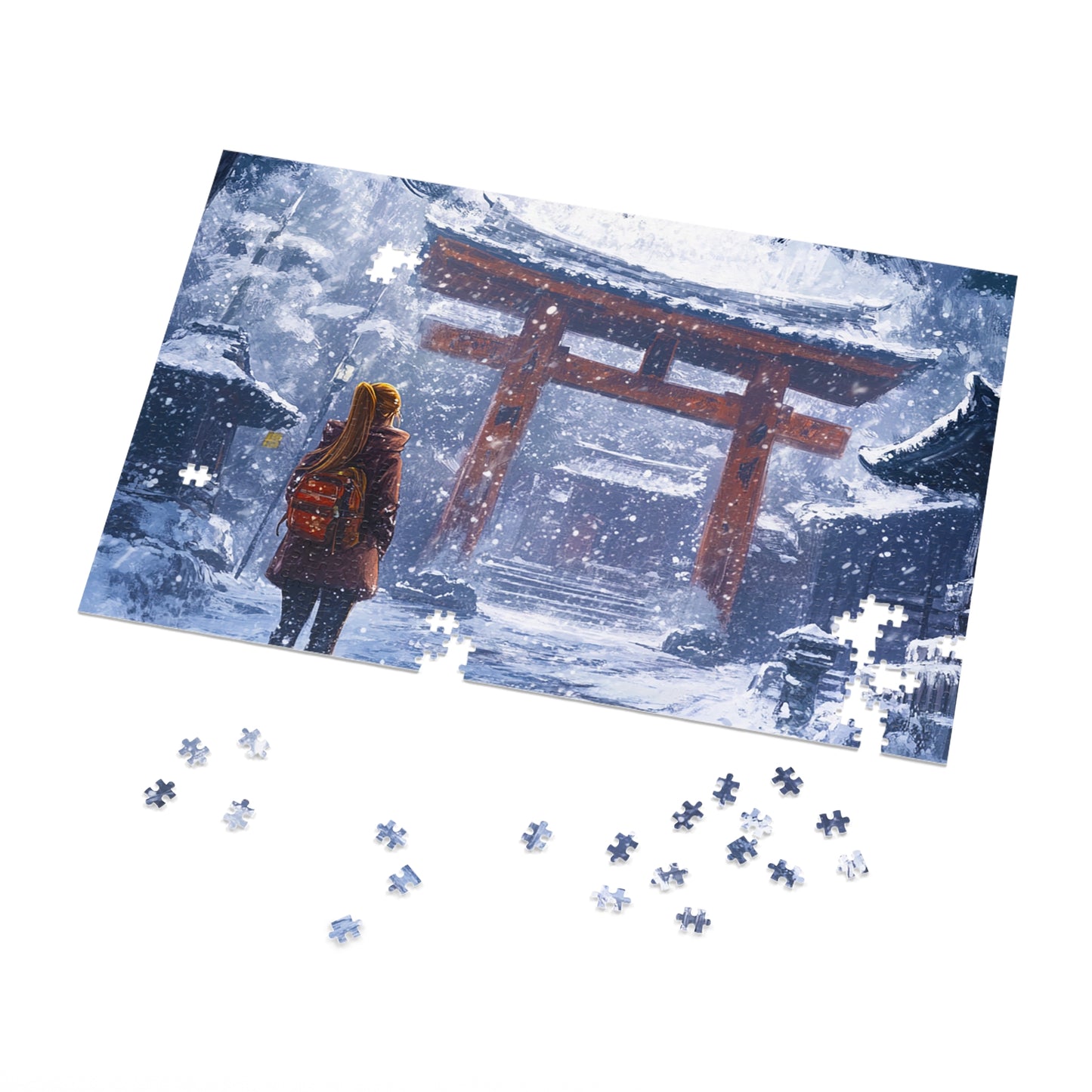 Dark Fantasy Snowy Tori Gate Jigsaw Puzzle (30, 110, 252, 500,1000-Piece)