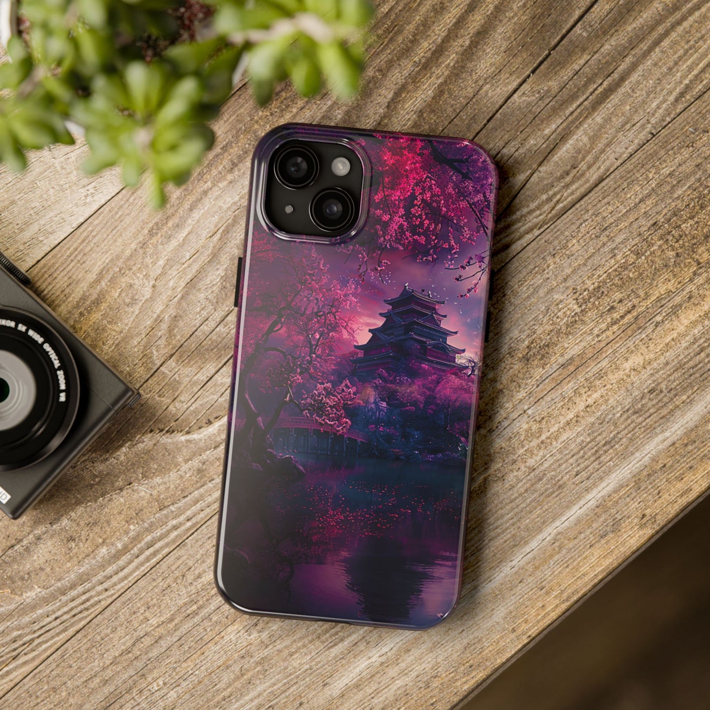 Japanese Cherry Blossum Castle Tough Phone Case iPhone Android