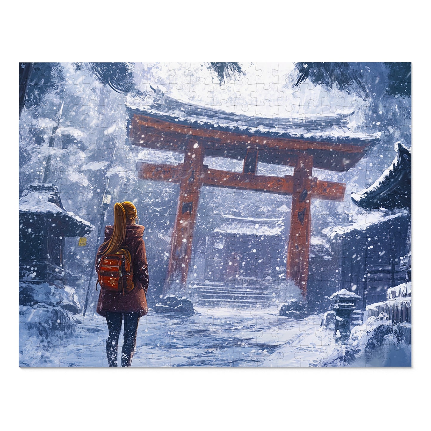 Dark Fantasy Snowy Tori Gate Jigsaw Puzzle (30, 110, 252, 500,1000-Piece)
