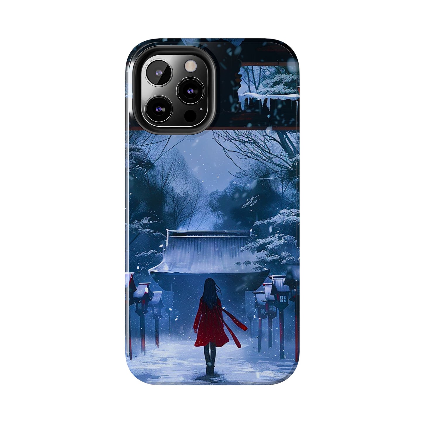 Japanese Snowy Shinto Shrine Girl Tough Phone Cases iPhone Android