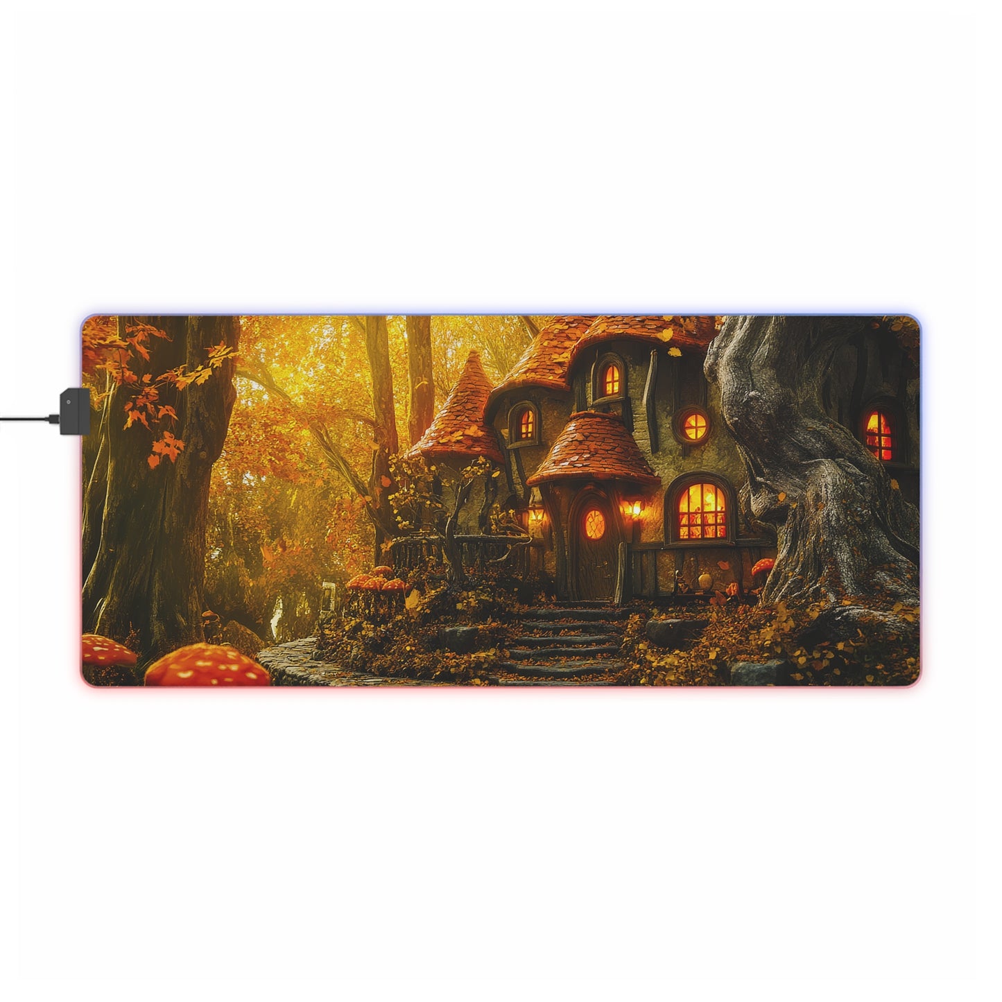 Autumn Forest Fantasy Inn LED Gaming Mouse Pad