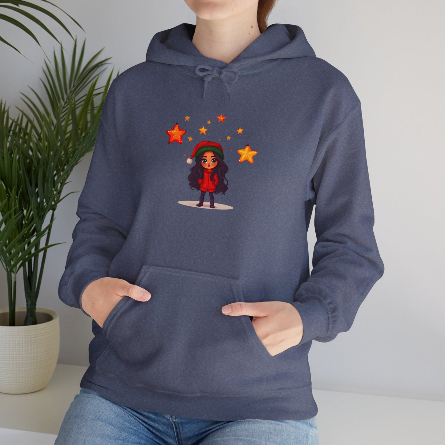 Cute Christmas Starry Ornaments Girl Unisex Heavy Blend™ Hooded Sweatshirt