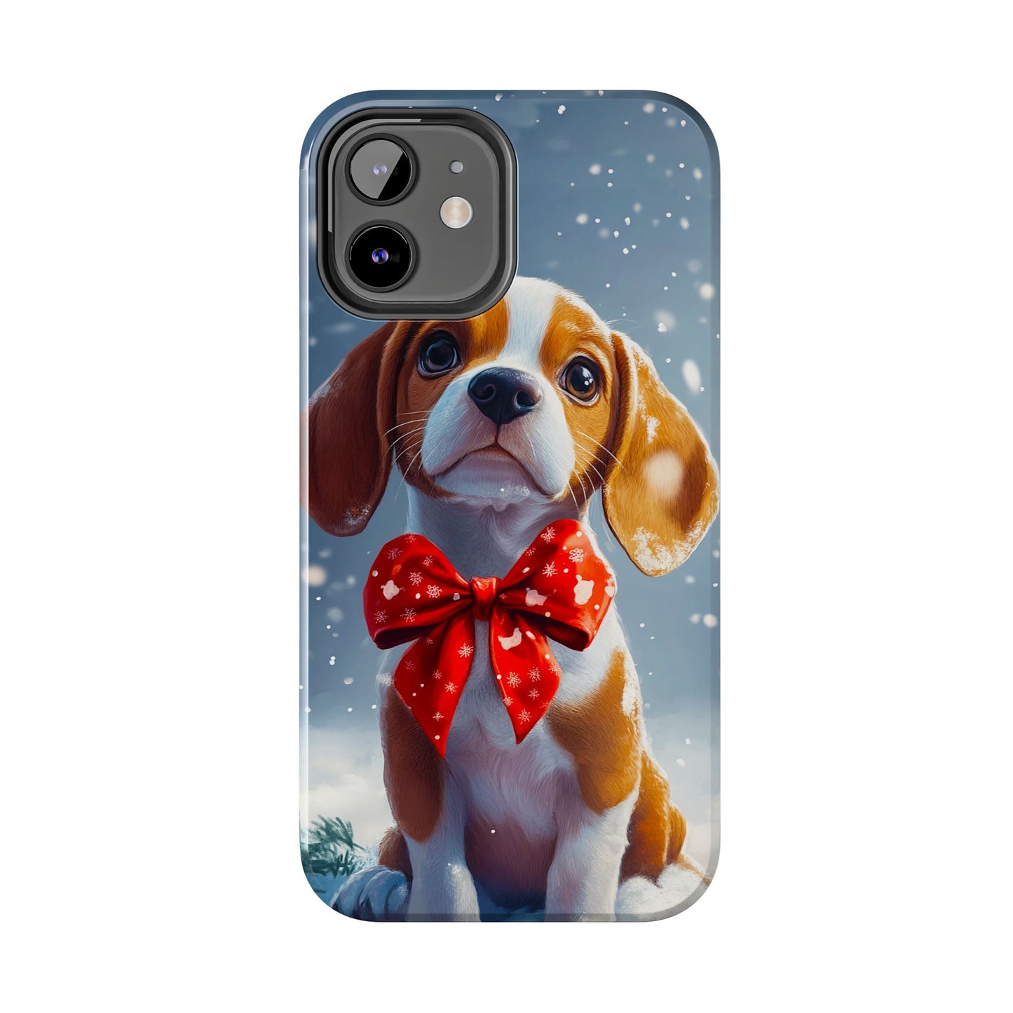 Snowy Cute Christmas Beagle Tough Phone Cases