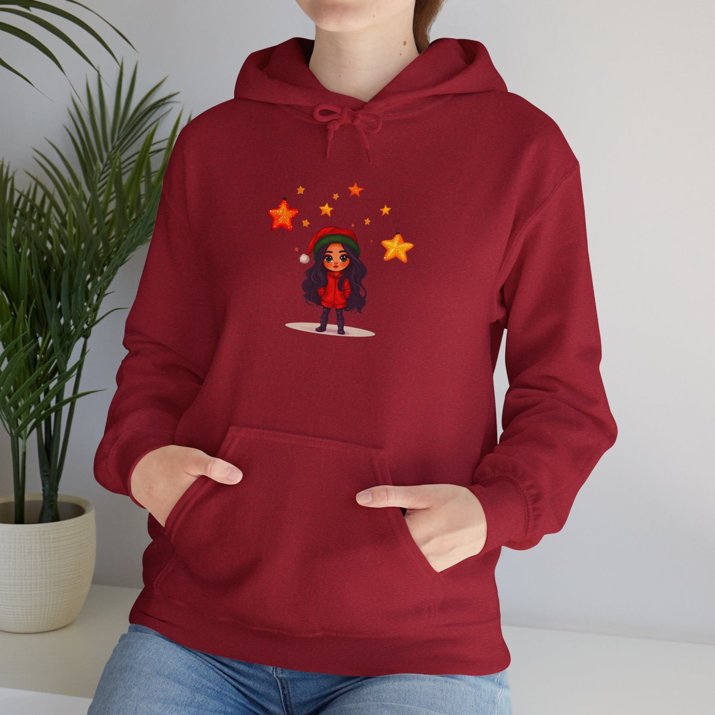 Cute Christmas Starry Ornaments Girl Unisex Heavy Blend™ Hooded Sweatshirt