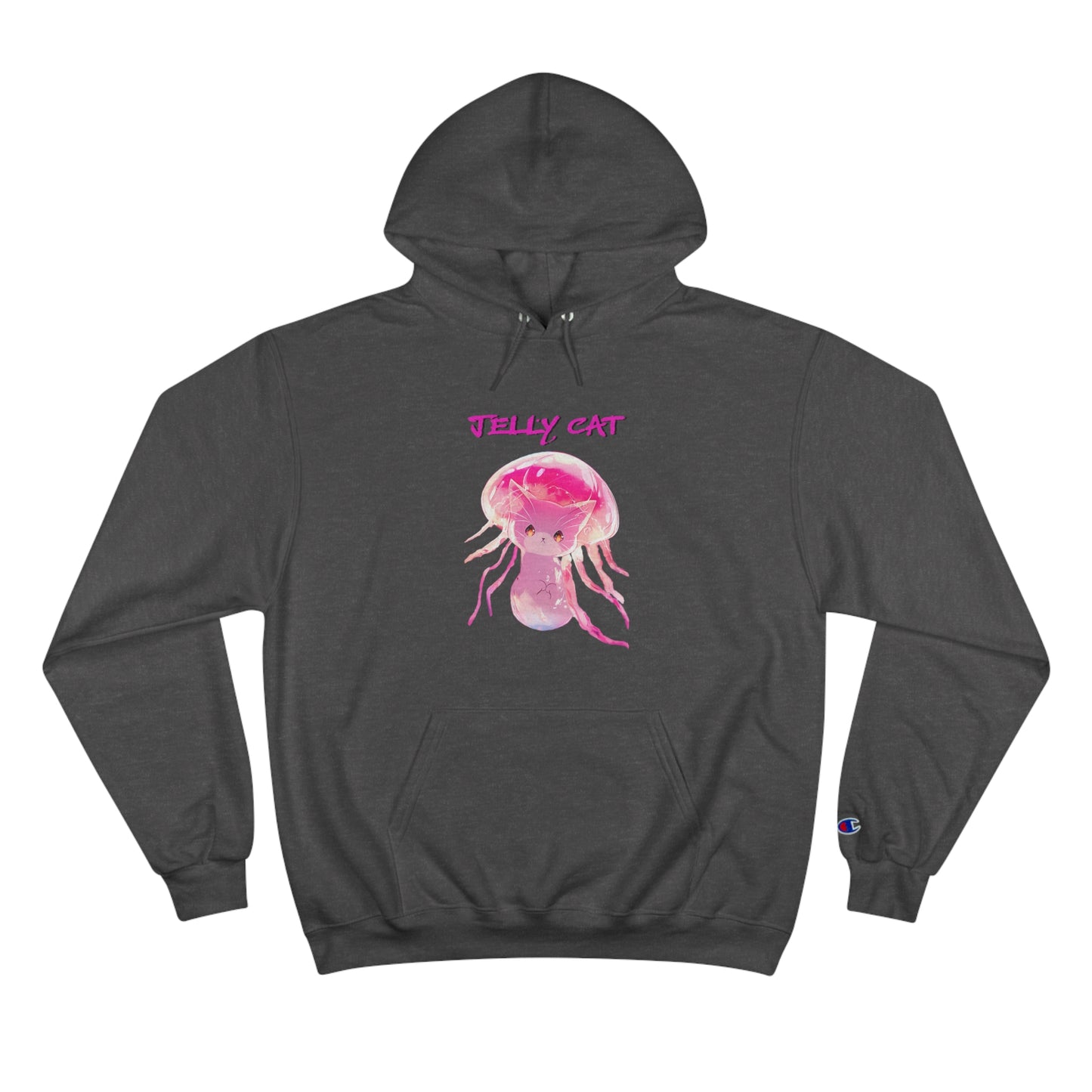 Cute Jellyfish Ghost Cat Hoodie - Pink Jellyfish Cat Design - Champion Pullover for Women & Men