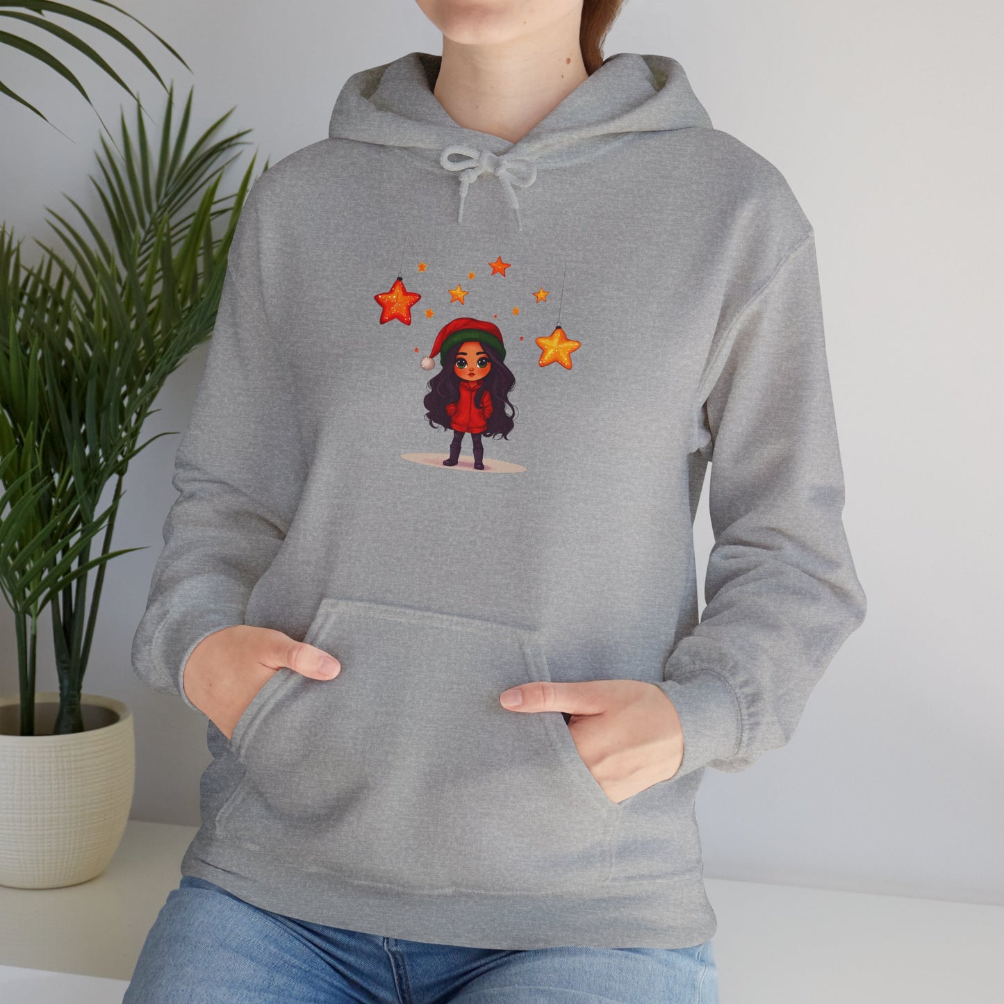 Cute Christmas Starry Ornaments Girl Unisex Heavy Blend™ Hooded Sweatshirt