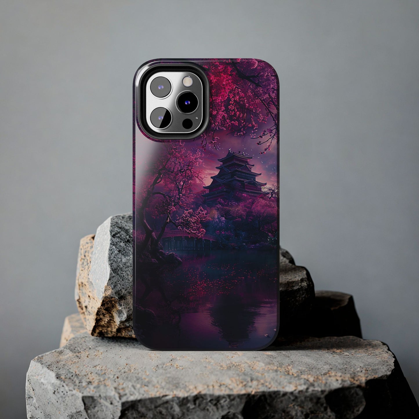Japanese Cherry Blossum Castle Tough Phone Case iPhone Android