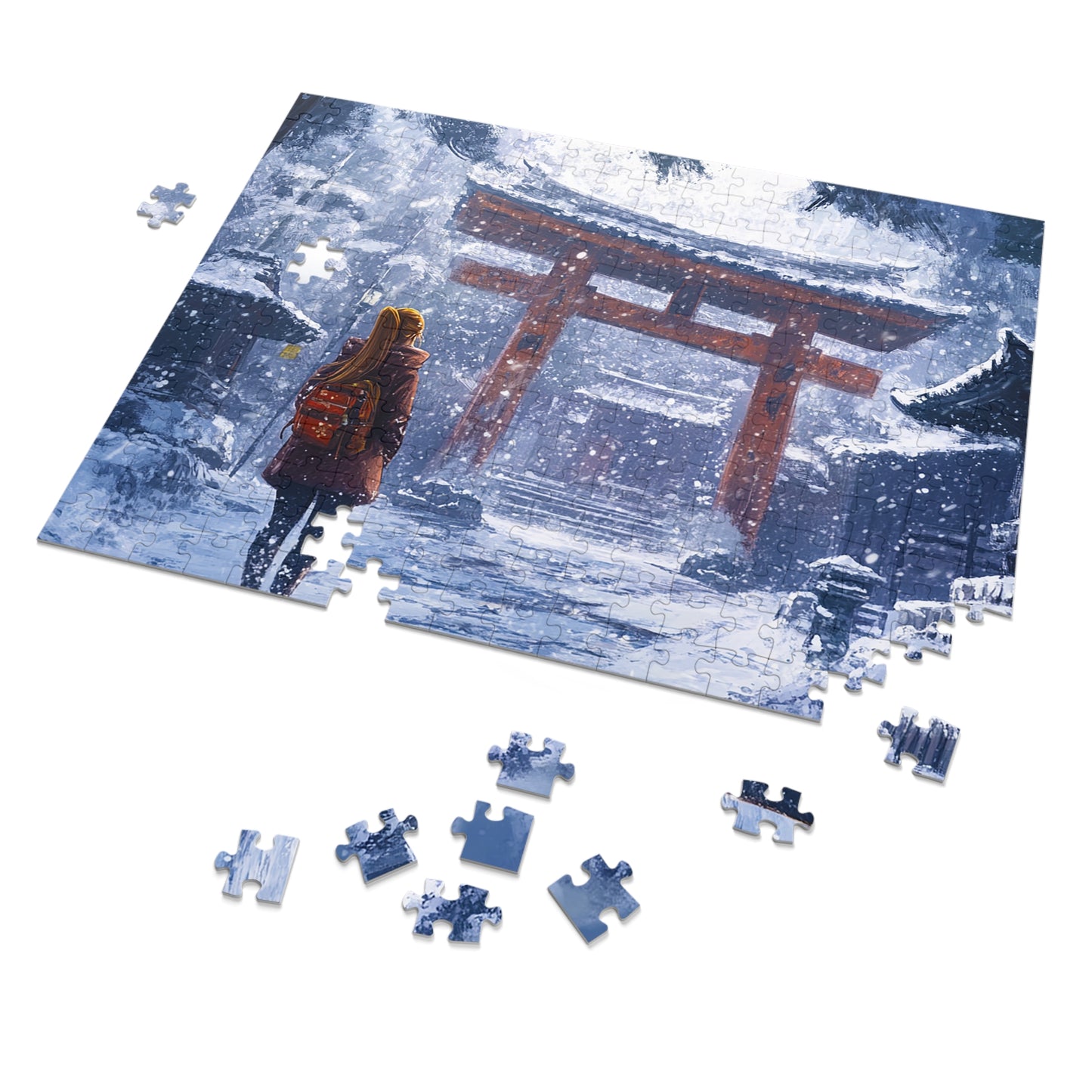 Dark Fantasy Snowy Tori Gate Jigsaw Puzzle (30, 110, 252, 500,1000-Piece)