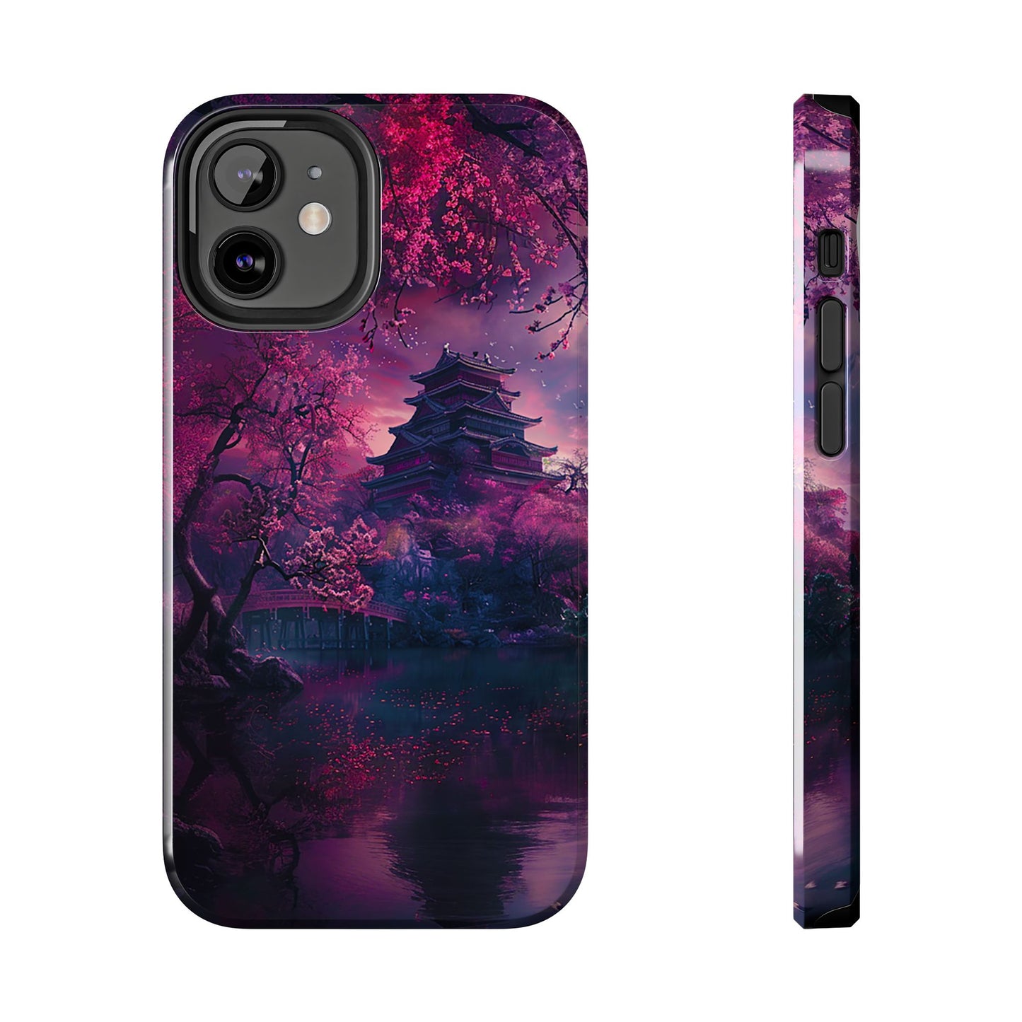 Japanese Cherry Blossum Castle Tough Phone Case iPhone Android