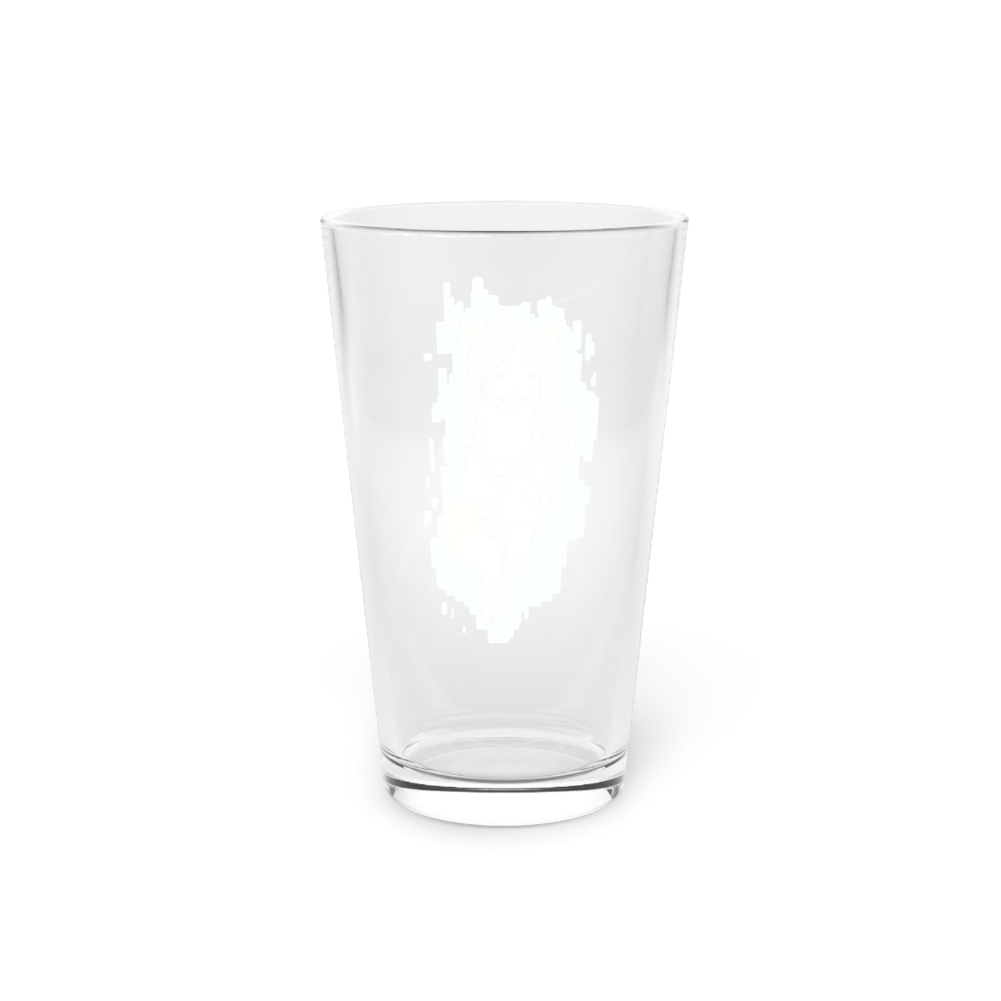 Charming Fox Girl - Cute & Sly Art on Light Blue Background - Anime Style - Pint Glass, 16oz