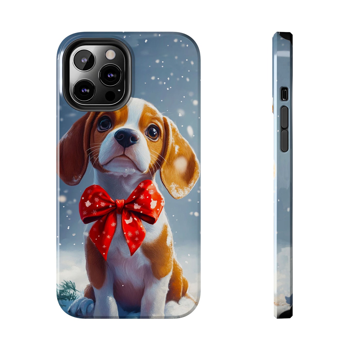Snowy Cute Christmas Beagle Tough Phone Cases