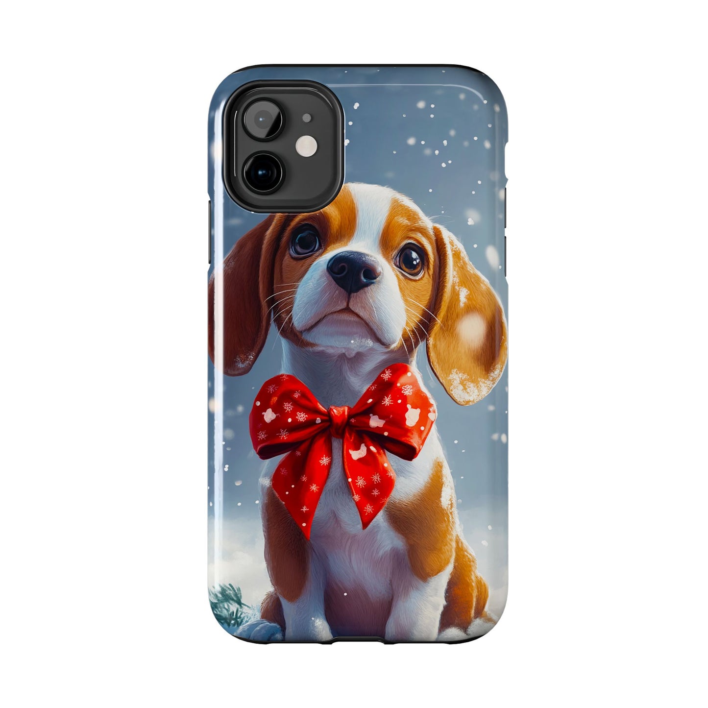 Snowy Cute Christmas Beagle Tough Phone Cases