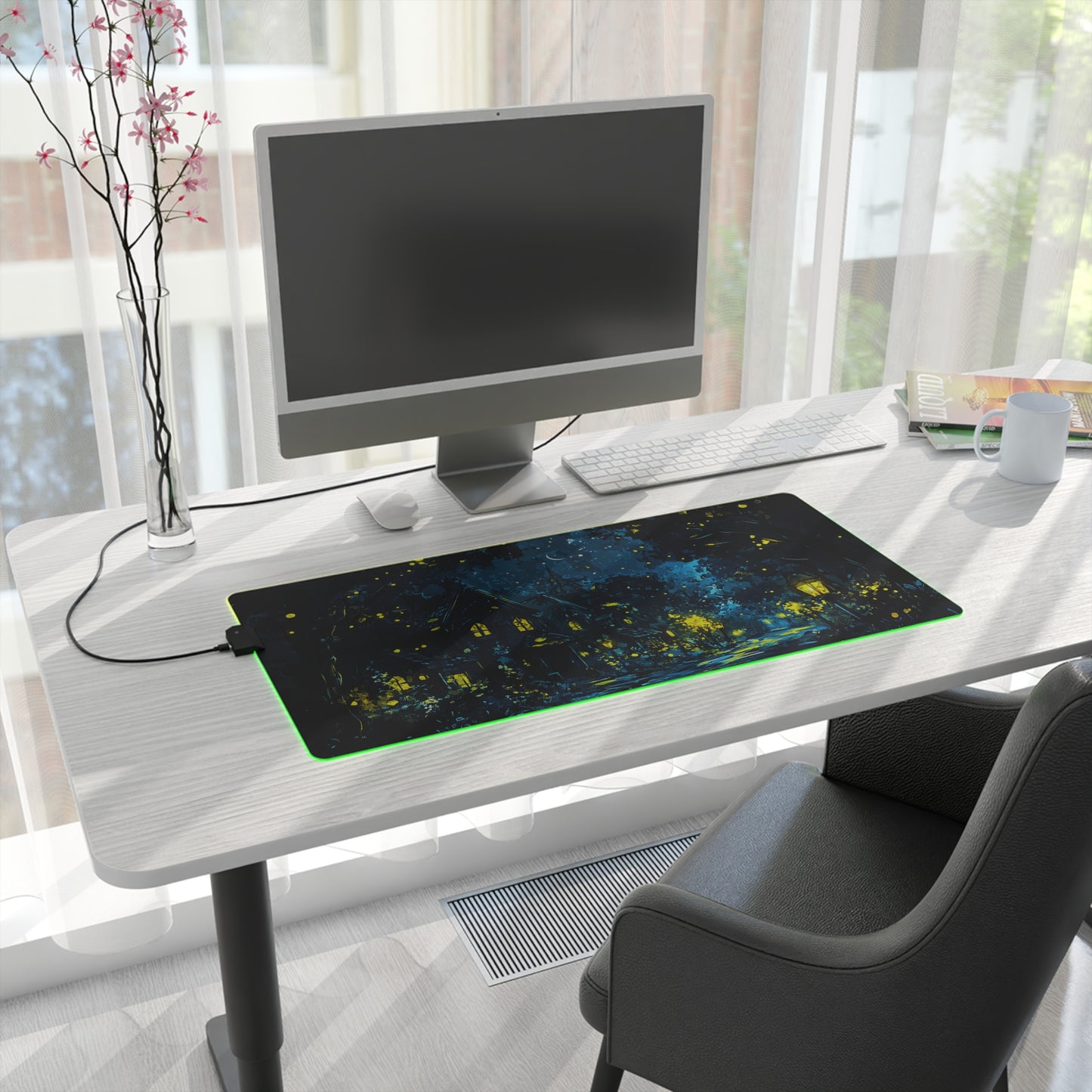 Fantasy Village Nighttime LED Gaming Mouse Pad