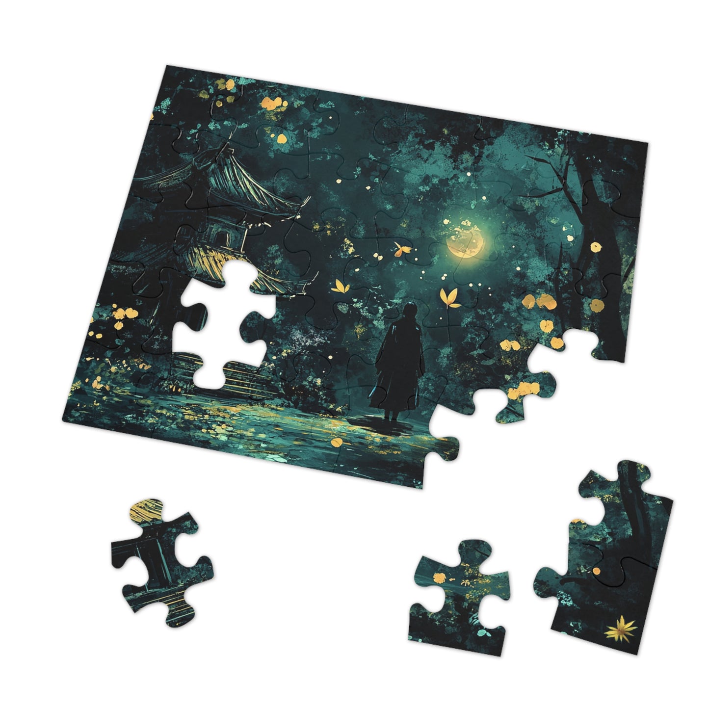 Japanese Shrine Nighttime Fantasy Jigsaw Puzzle (30, 110, 252, 500,1000-Piece)