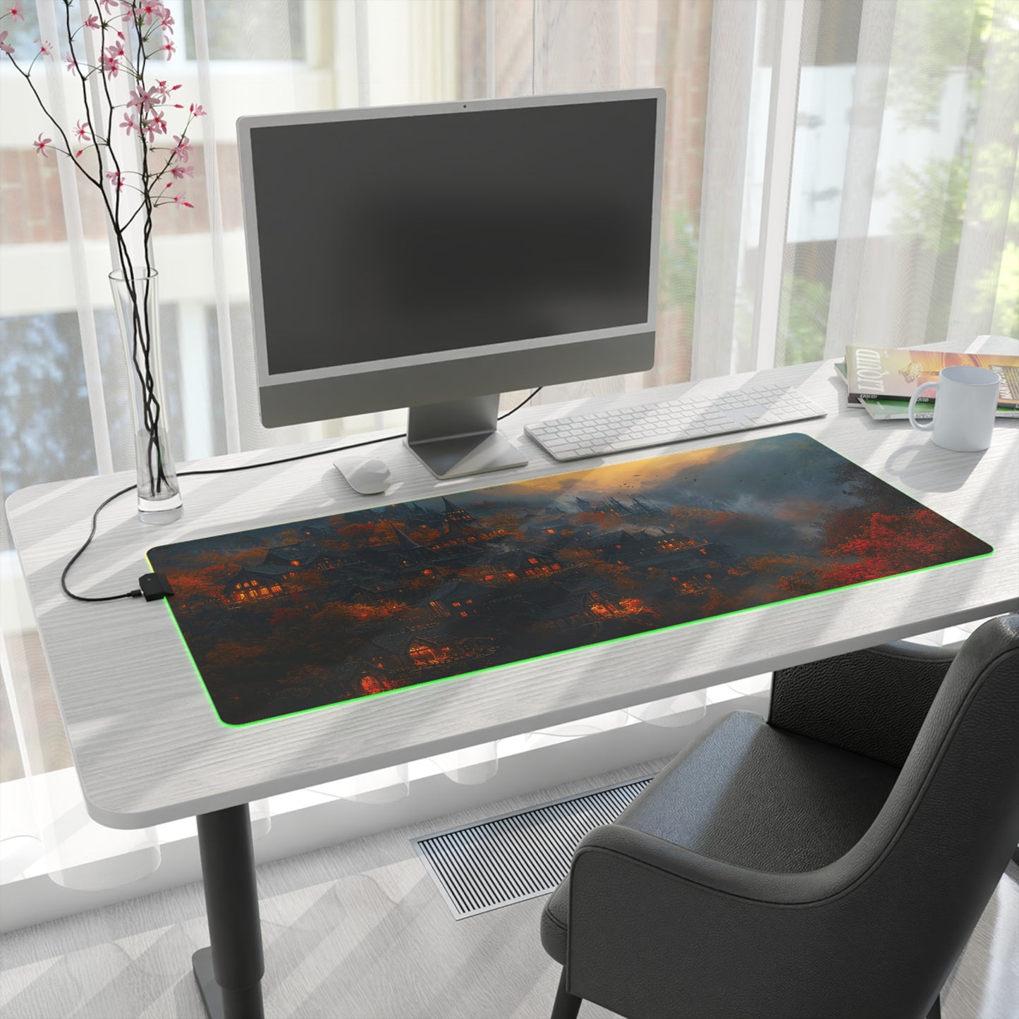 Autumn Fantasy Village LED Gaming Mouse Pad