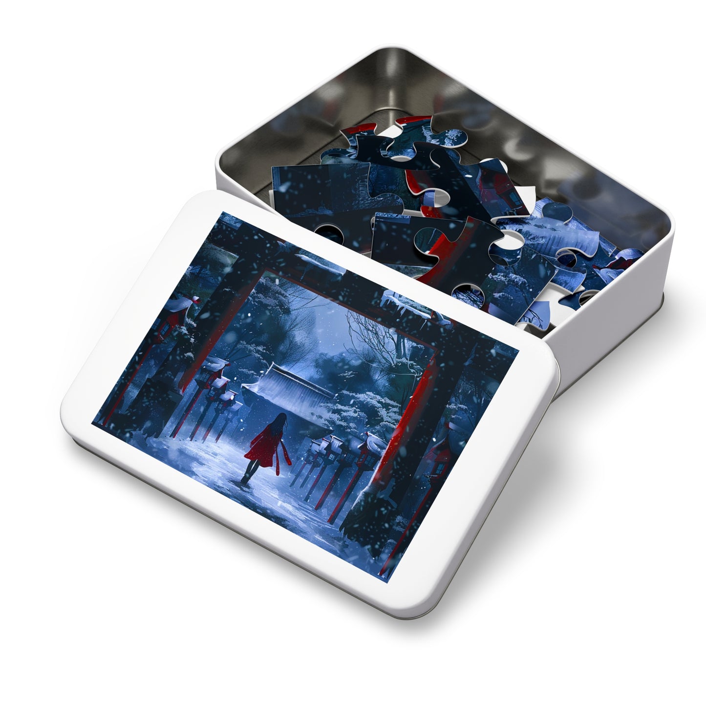 Japanese Snowy Shinto Shrine Girl Jigsaw Puzzle (30, 110, 252, 500,1000-Piece)