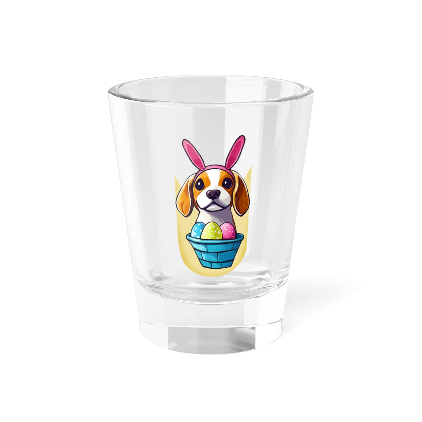 Adorable Bunny Ear Beagle Shot Glass, 1.5oz - Cute Easter Basket Spring Design