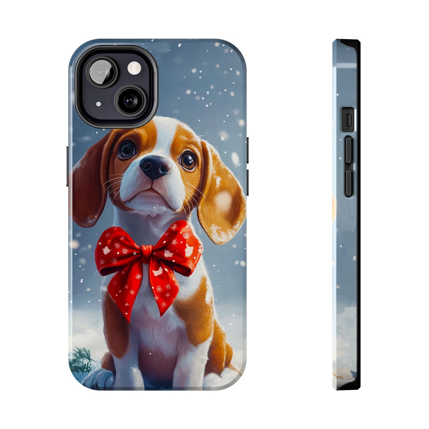 Snowy Cute Christmas Beagle Tough Phone Cases