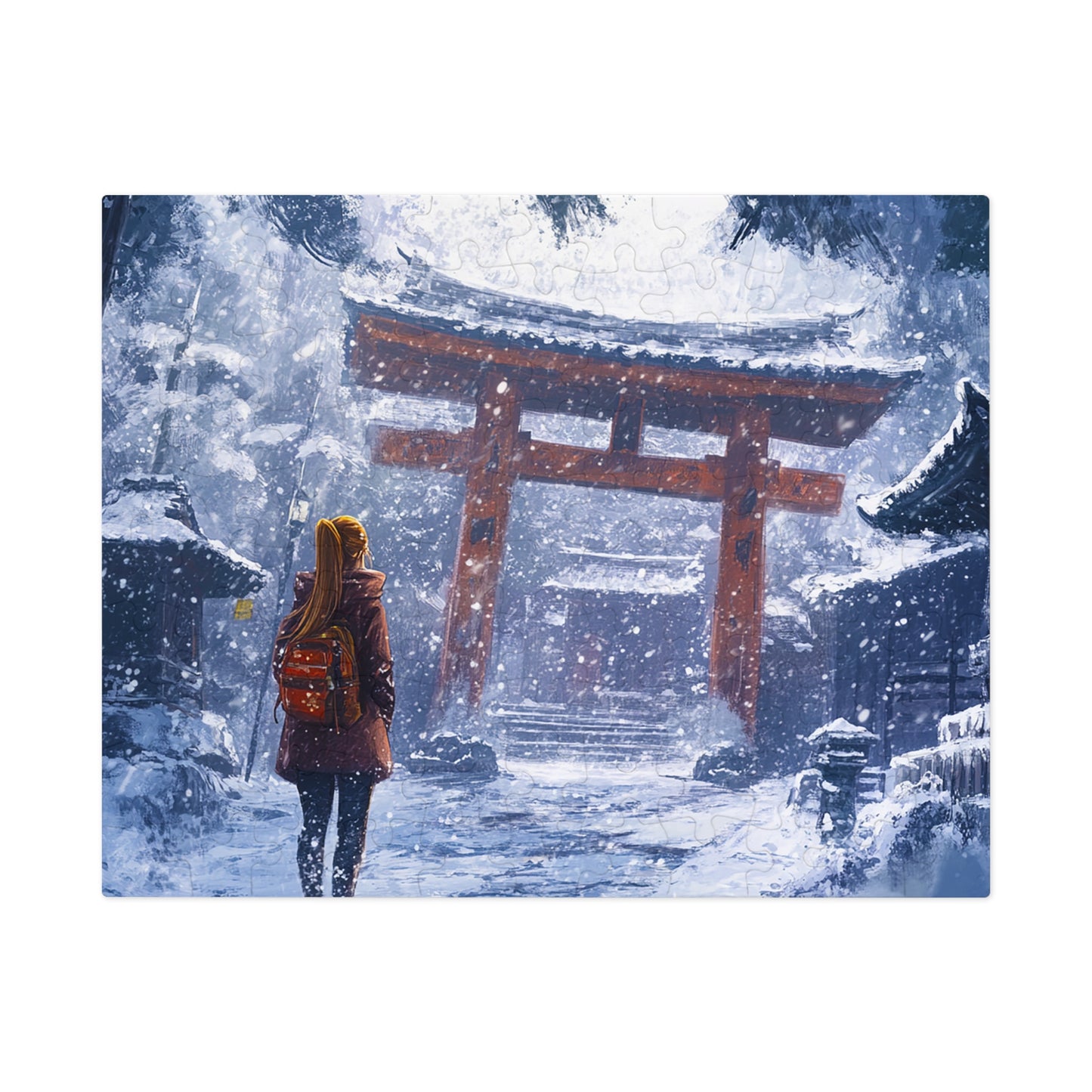Dark Fantasy Snowy Tori Gate Jigsaw Puzzle (30, 110, 252, 500,1000-Piece)