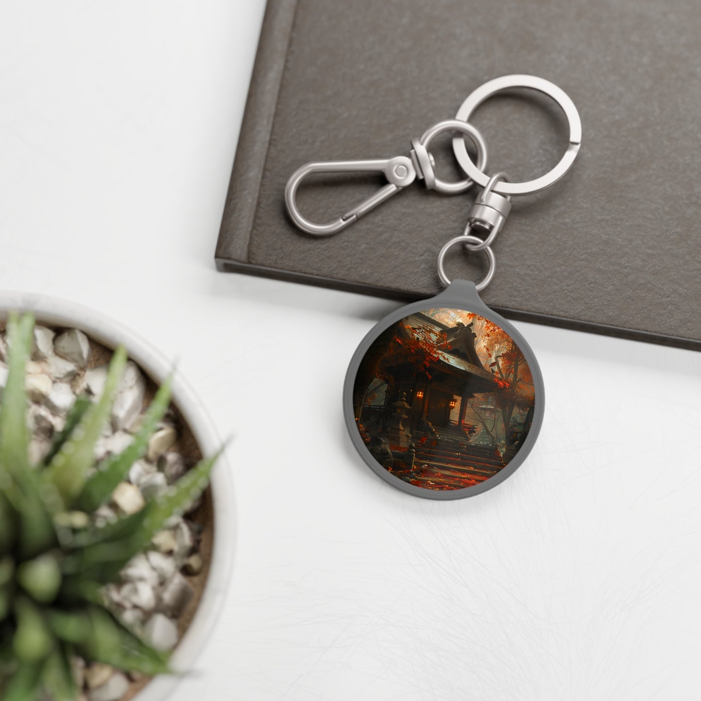 Japanese Autumn Shinto Shrine Keyring Tag