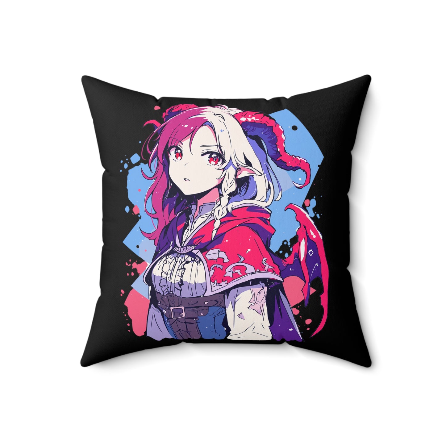 Cute Demon Princess Spun Polyester Square Pillow - Dark Fantasy Anime-Inspired Art