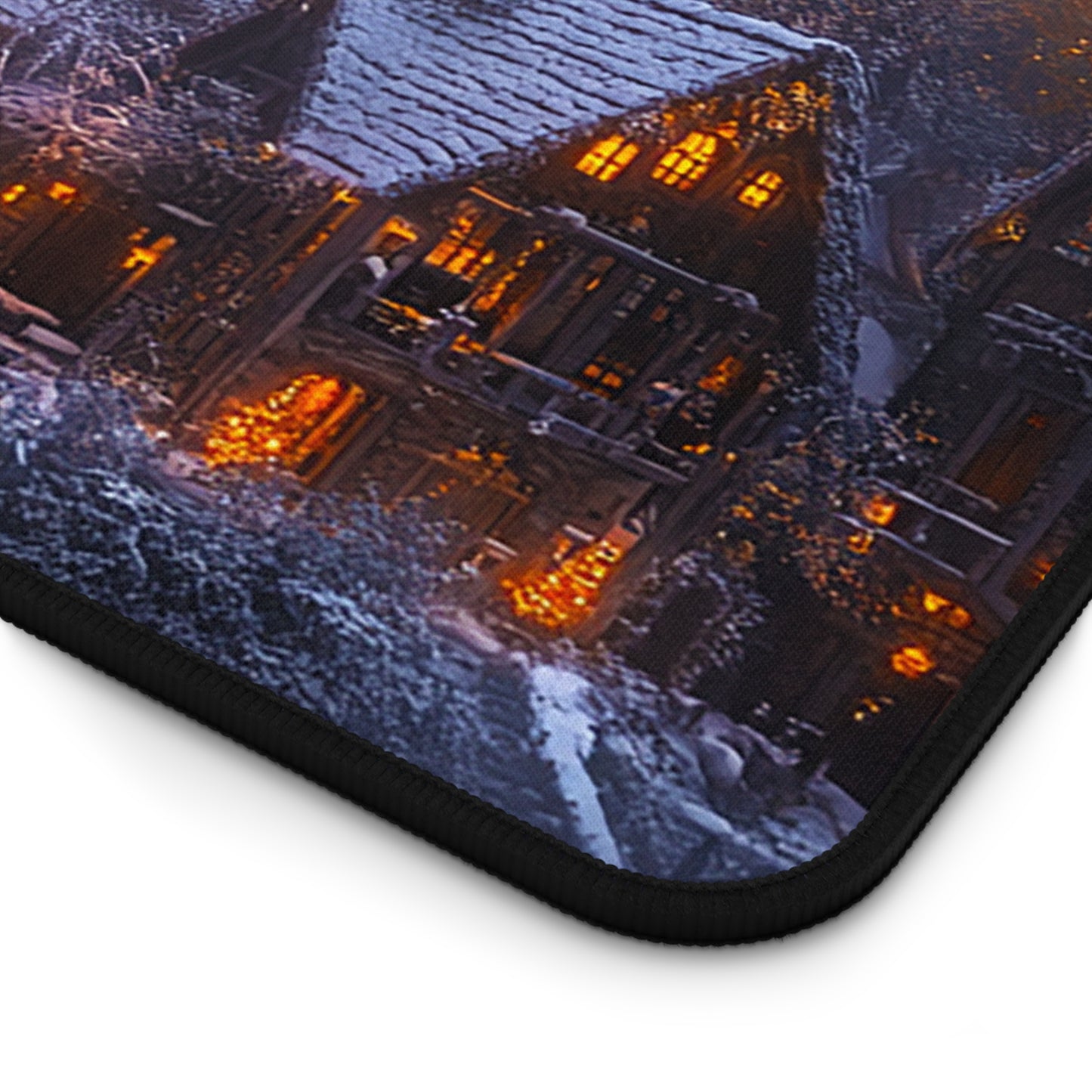 Rustic Winter Village Desk Mat - Lovely Snowy Desk Mat for Gamers - Holiday Gift Idea