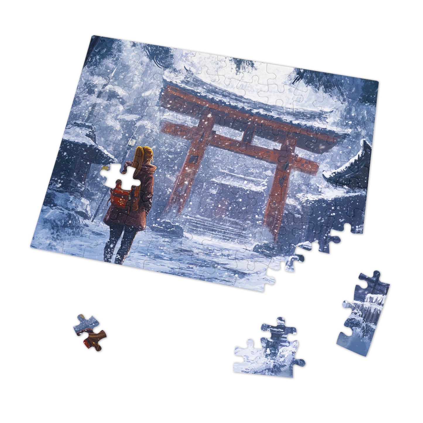Dark Fantasy Snowy Tori Gate Jigsaw Puzzle (30, 110, 252, 500,1000-Piece)