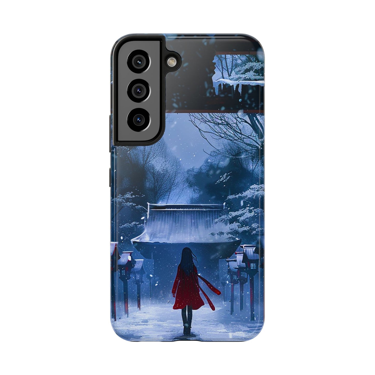 Japanese Snowy Shinto Shrine Girl Tough Phone Cases iPhone Android