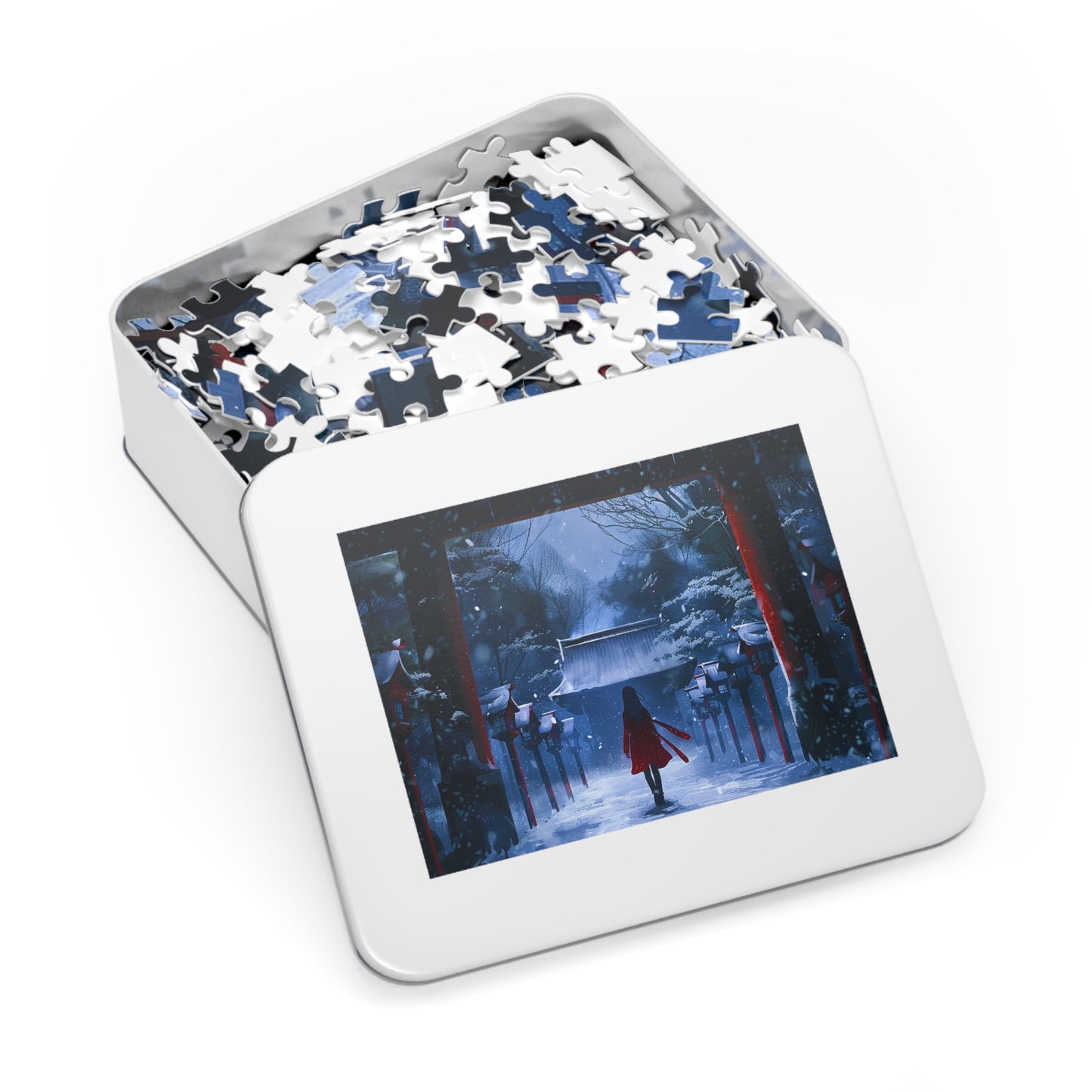 Japanese Snowy Shinto Shrine Girl Jigsaw Puzzle (30, 110, 252, 500,1000-Piece)