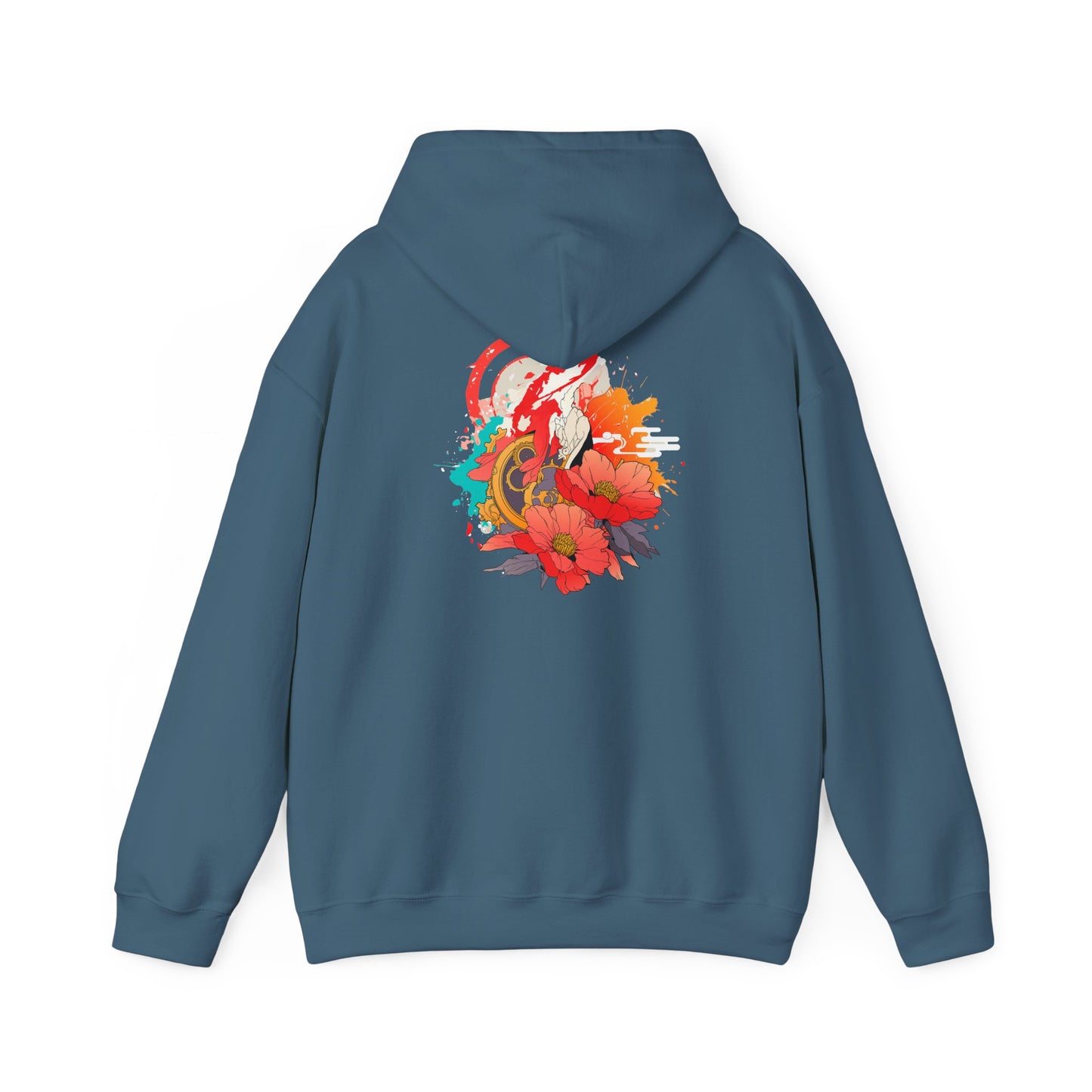 Steampunk Japanese Flowers Elephant Unisex Heavy Blend™ Hooded Sweatshirt