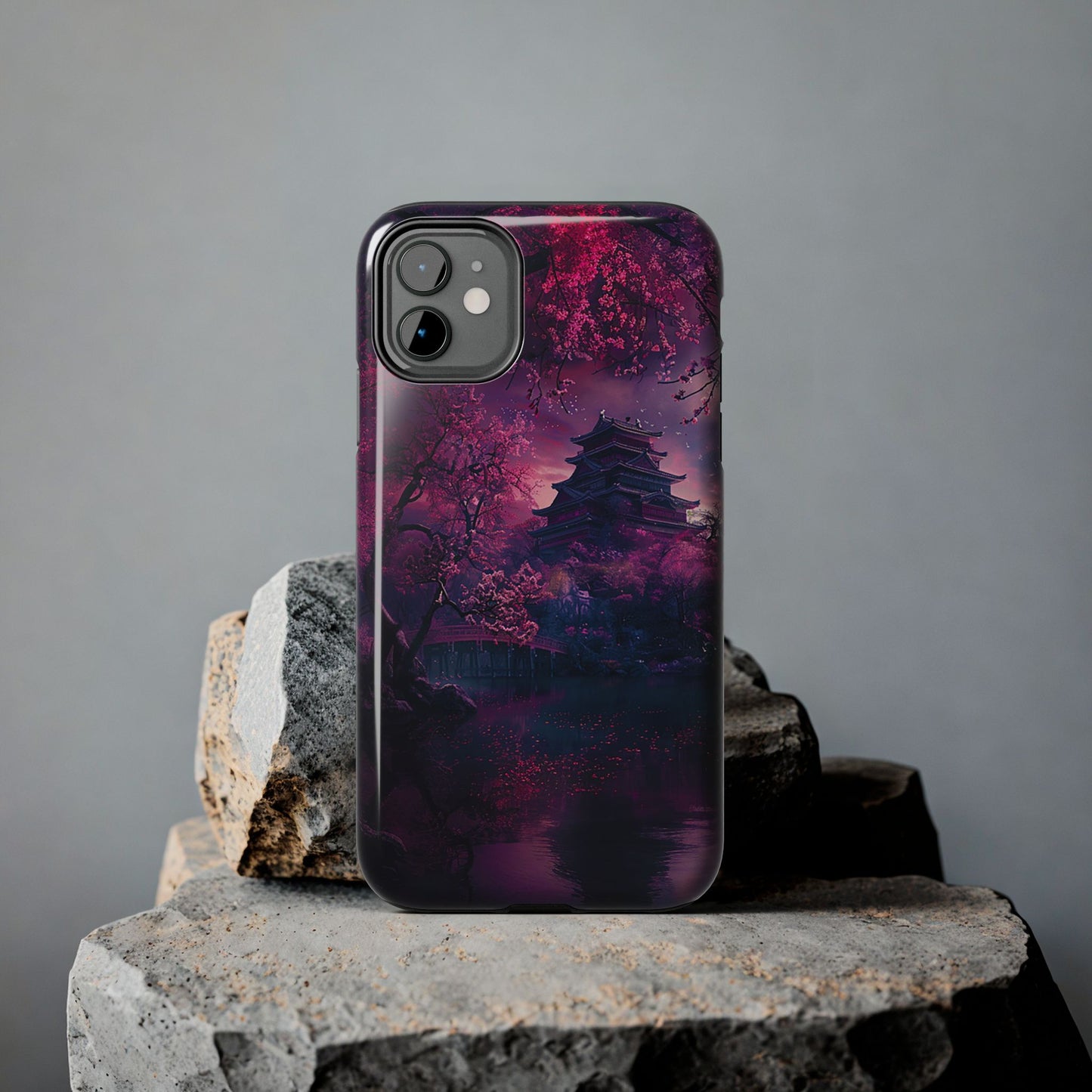 Japanese Cherry Blossum Castle Tough Phone Case iPhone Android