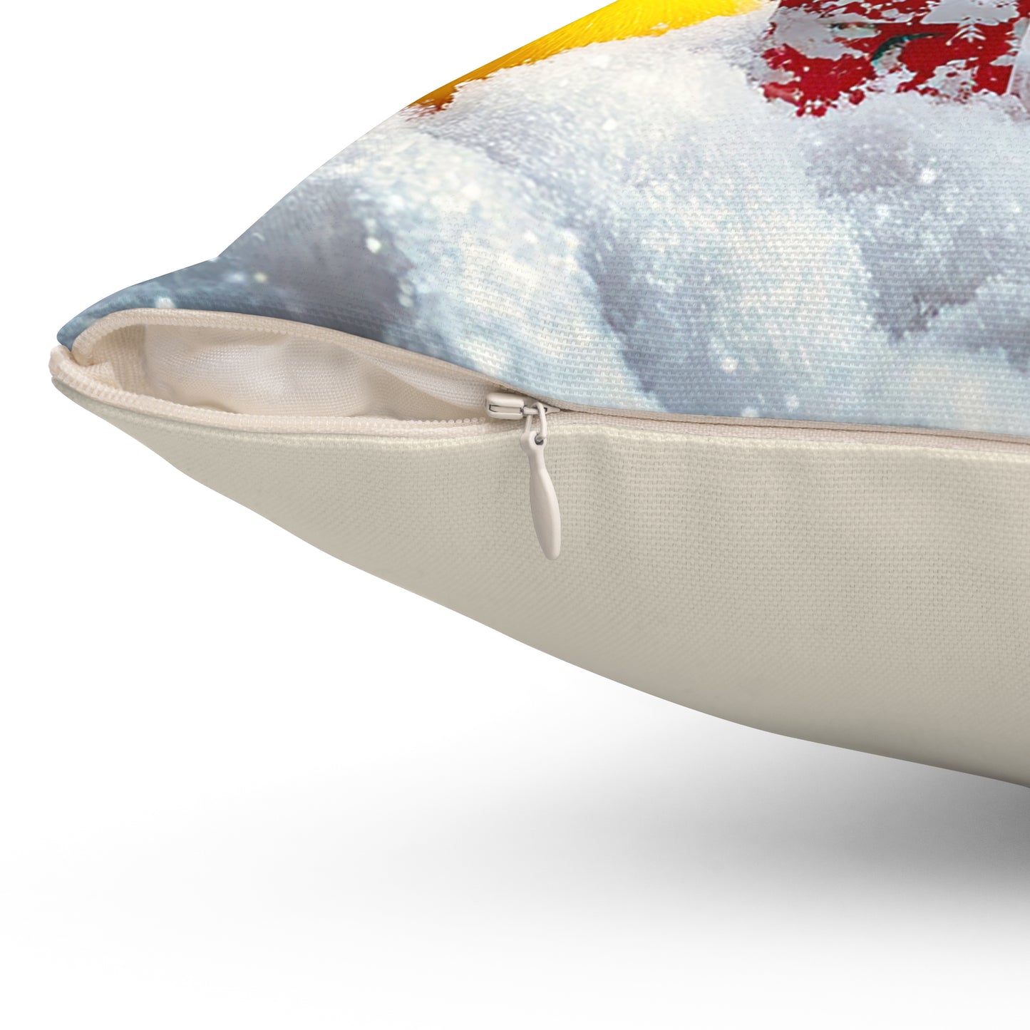 Christmas Cat with Ducks Spun Polyester Square Pillow