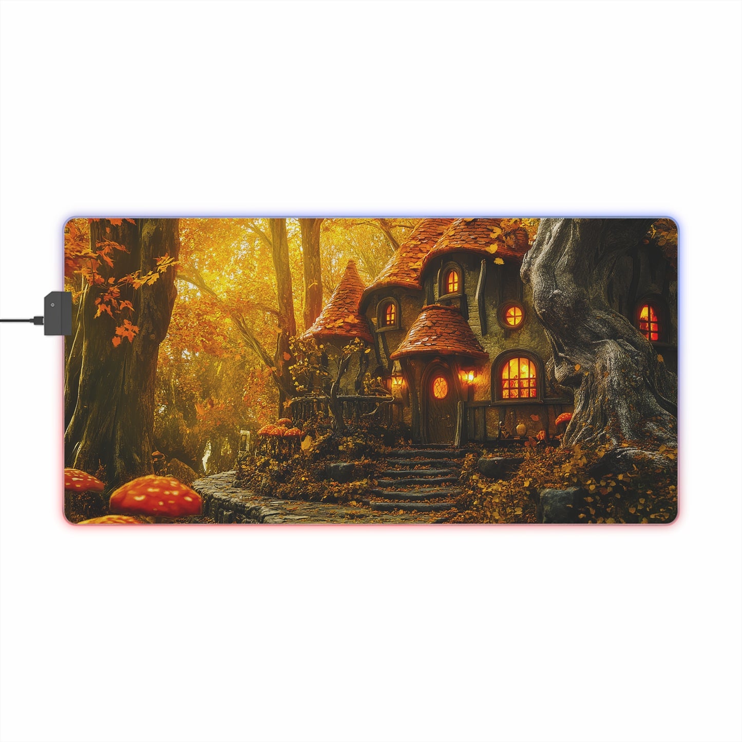 Autumn Forest Fantasy Inn LED Gaming Mouse Pad