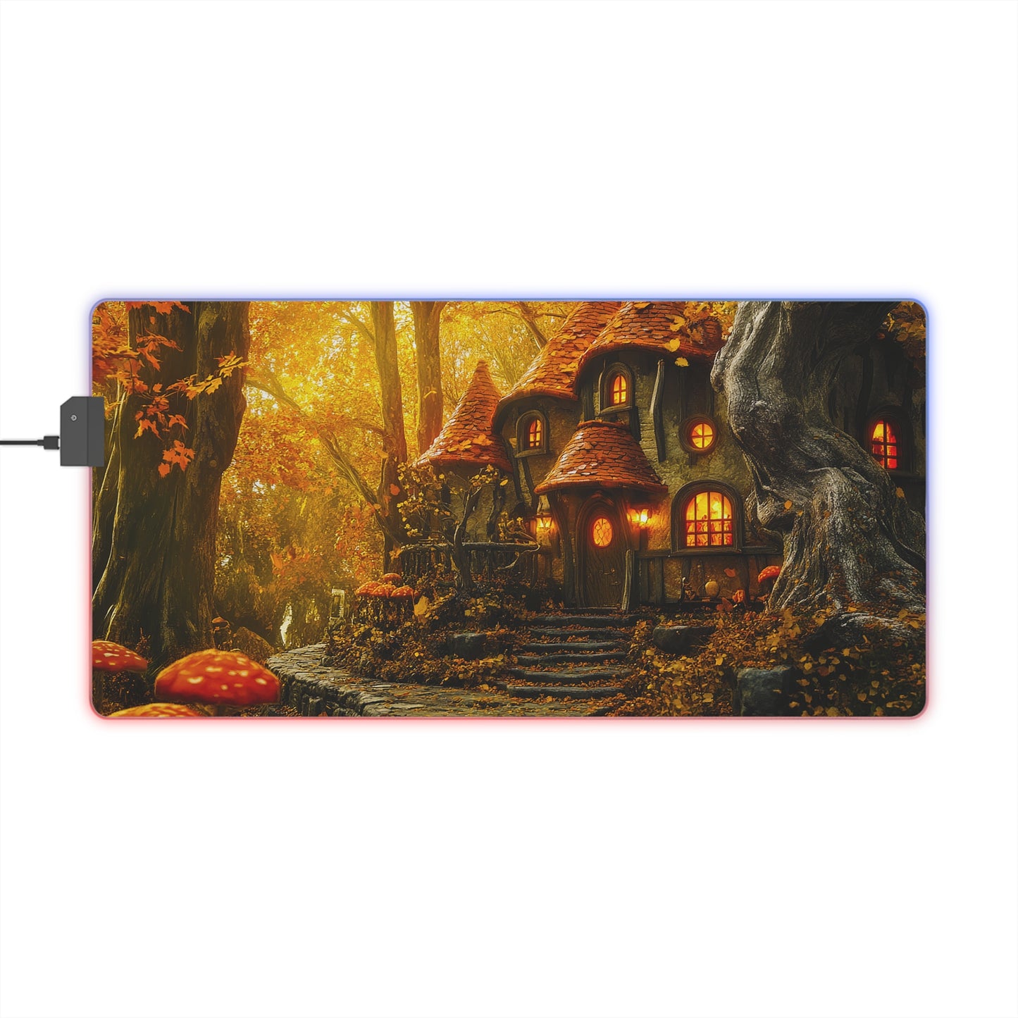 Autumn Forest Fantasy Inn LED Gaming Mouse Pad