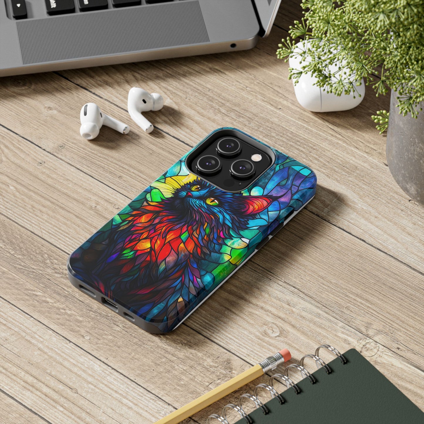Stained Glass Cat Tough Phone Cases