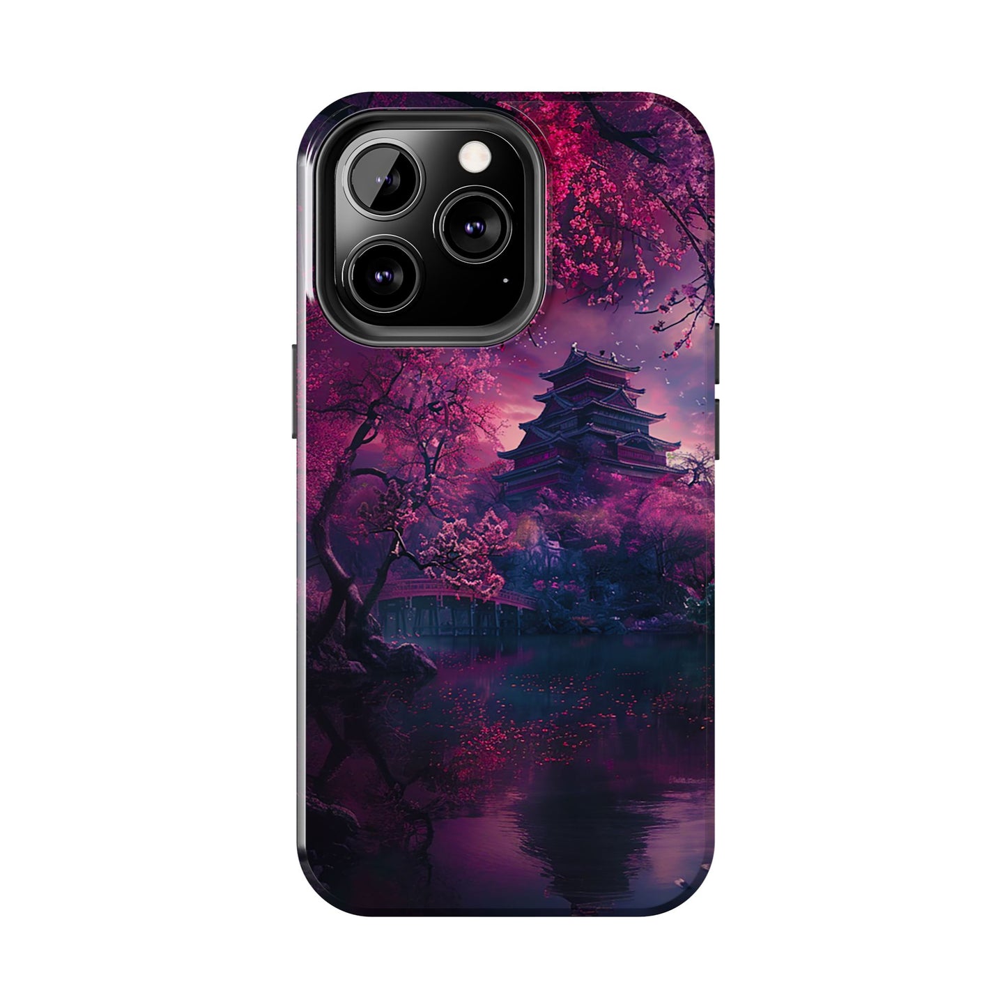 Japanese Cherry Blossum Castle Tough Phone Case iPhone Android