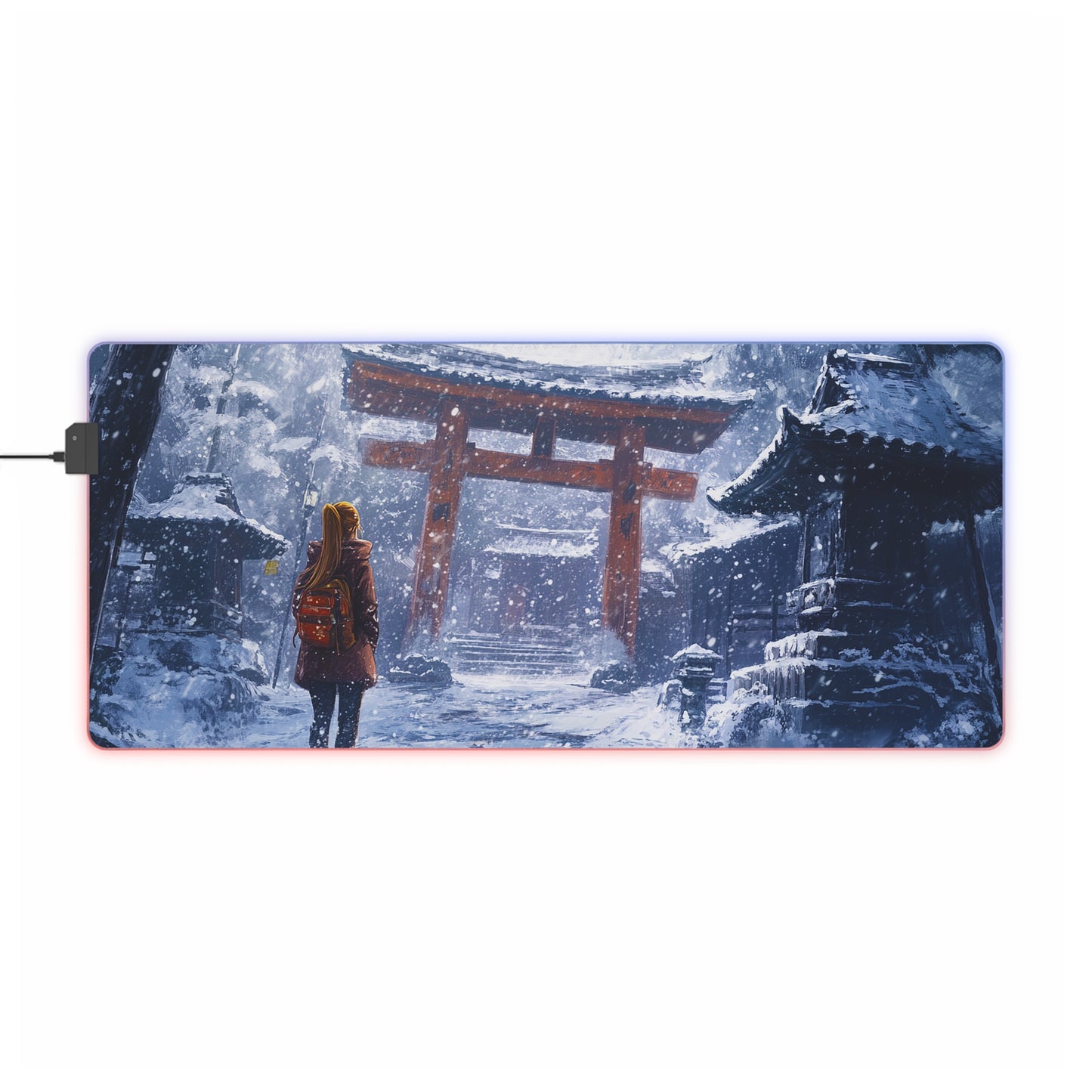 Dark Fantasy Snowy Tori Gate PC Gaming LED Gaming Mouse Pad