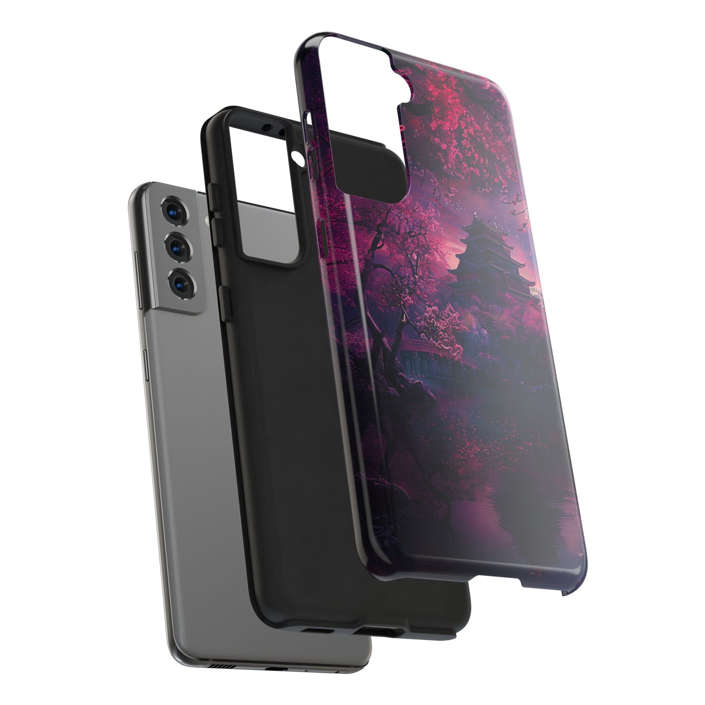 Japanese Cherry Blossum Castle Tough Phone Case iPhone Android