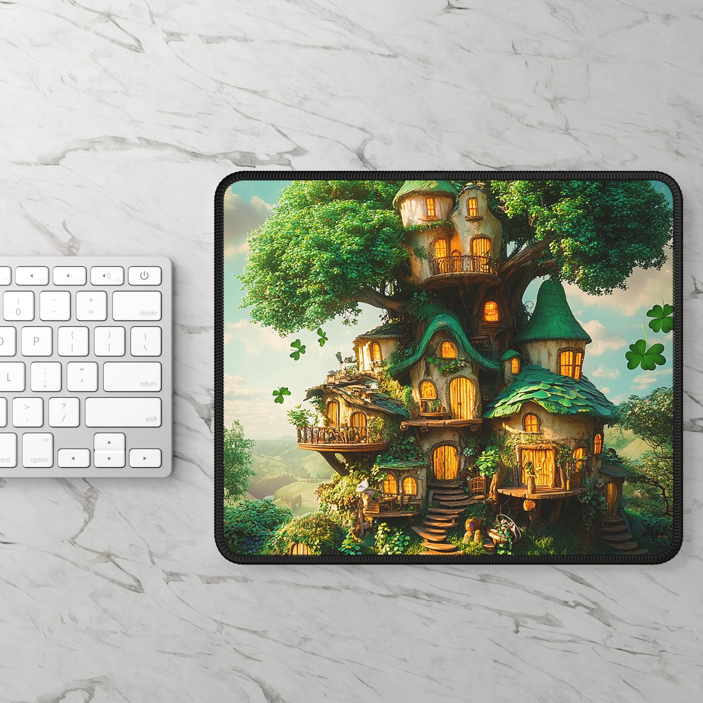 Saint Patrick's Day Mystical Leprechaun Treehouse Gaming Mouse Pad