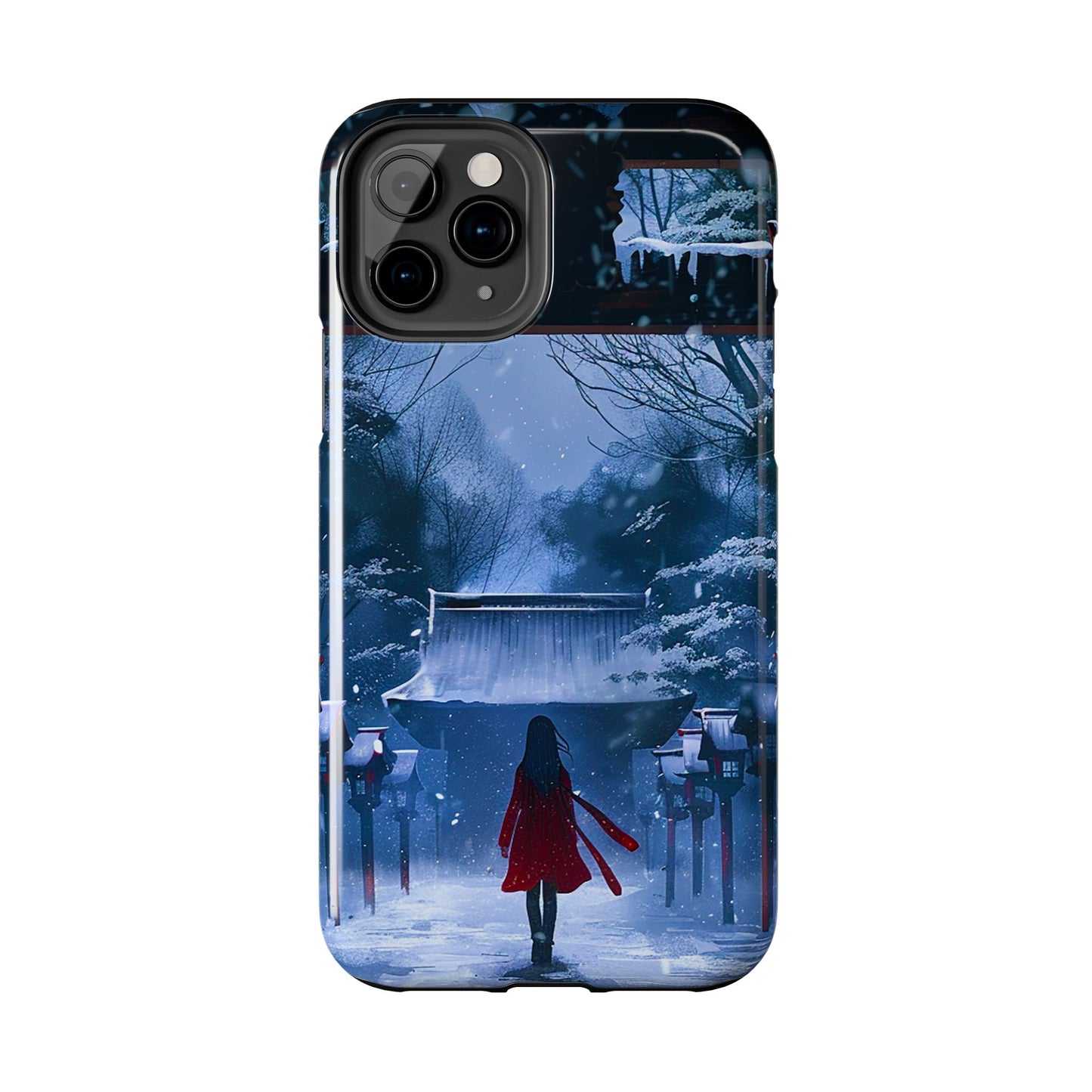 Japanese Snowy Shinto Shrine Girl Tough Phone Cases iPhone Android