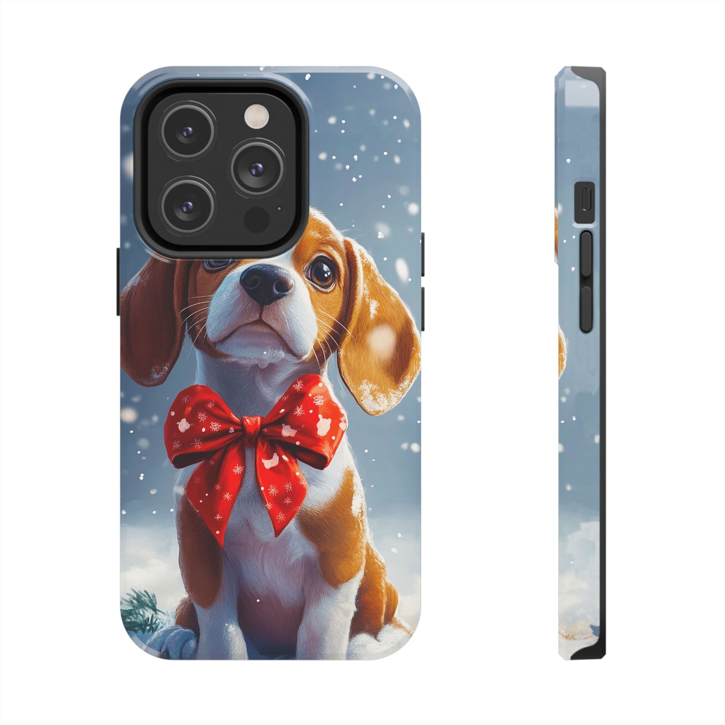 Snowy Cute Christmas Beagle Tough Phone Cases