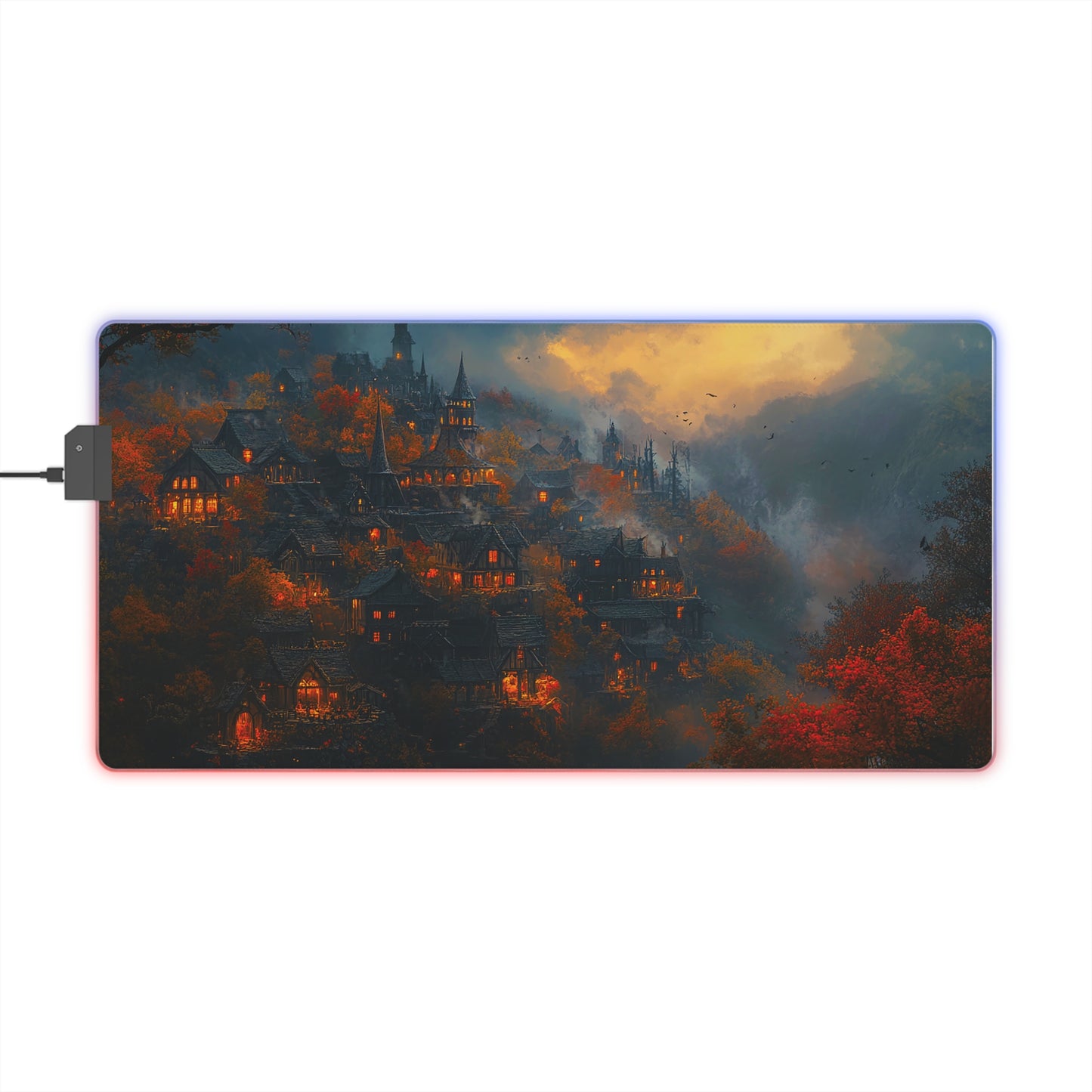 Autumn Fantasy Village LED Gaming Mouse Pad