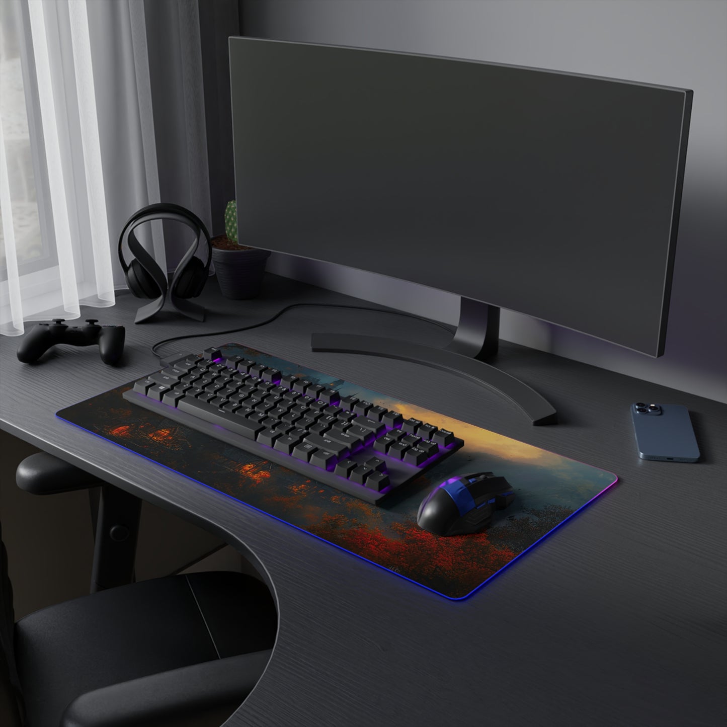 Autumn Fantasy Village LED Gaming Mouse Pad